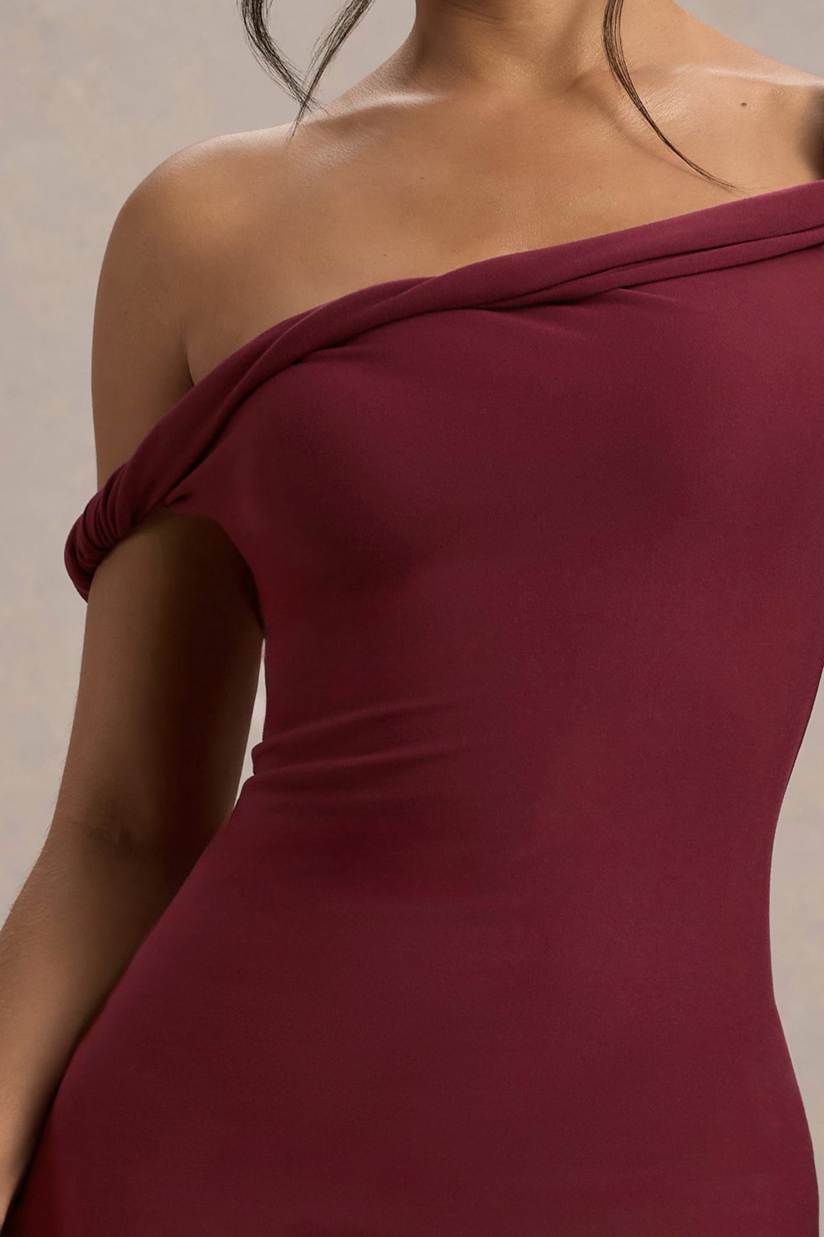 Salome | Berry Twisted Asymmetric Midi Dress