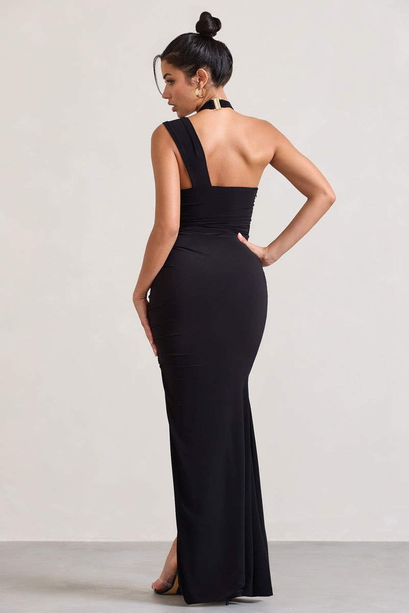 Strappy Halter Dress in Black