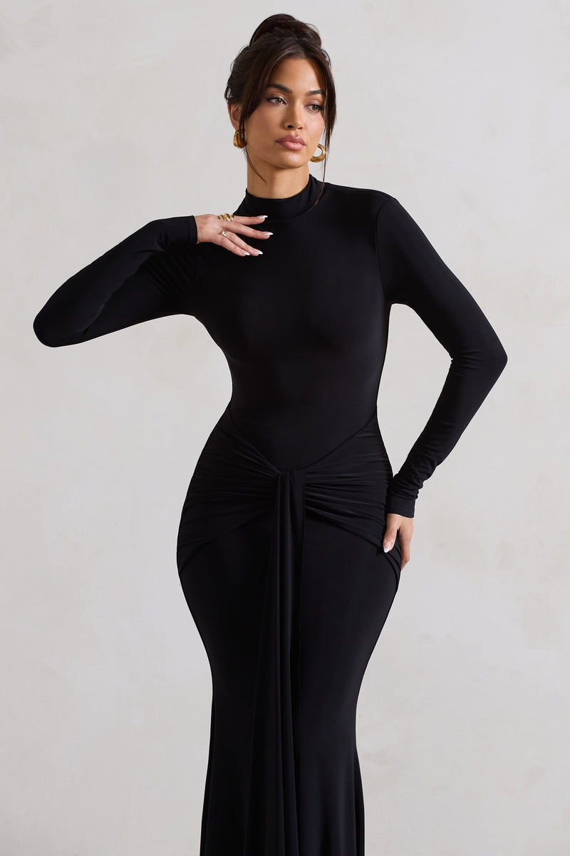 Mette Ls Highneck Dress Black main image 1