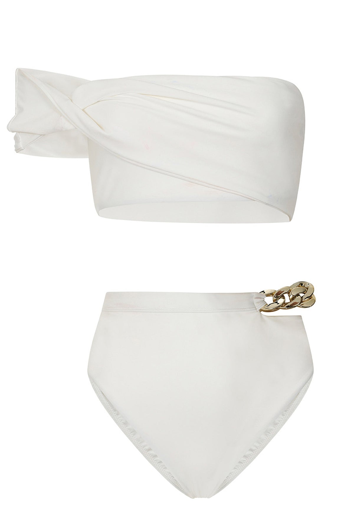 Wealth | White High Waisted Chain Bikini Bottoms