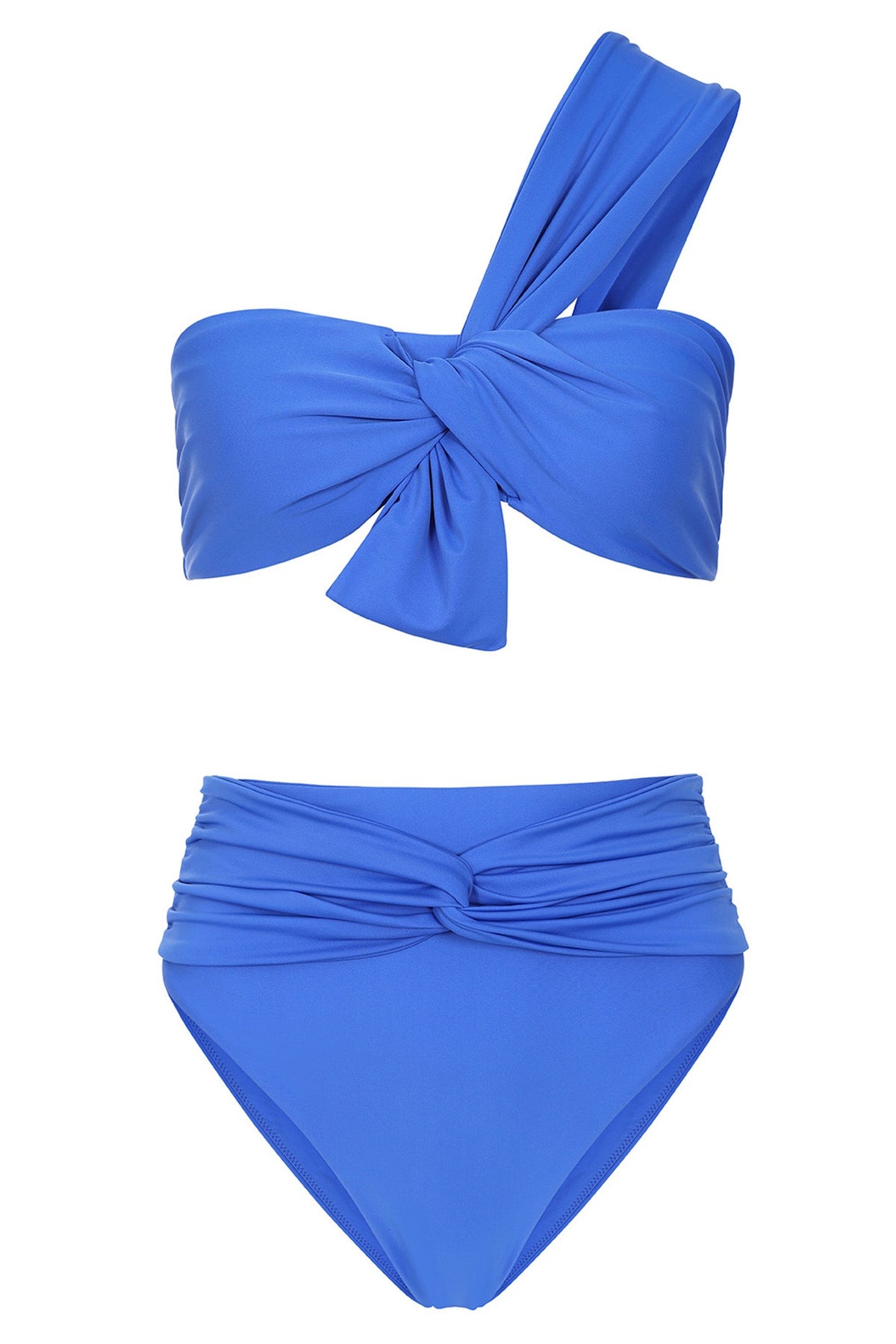 High Tide | Blue High Waisted Twist Front Bikini Bottoms