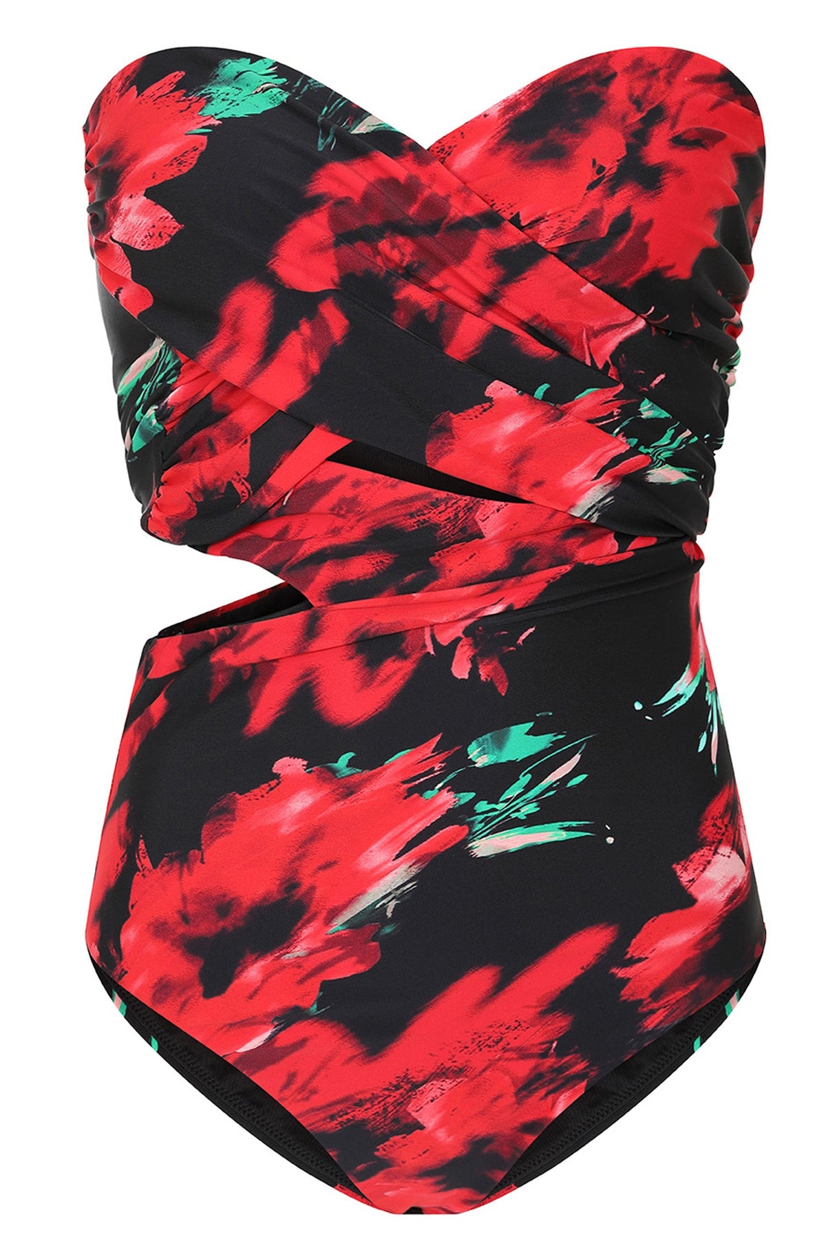 Oyster | Multi Print Wrapped Bardot Swimsuit