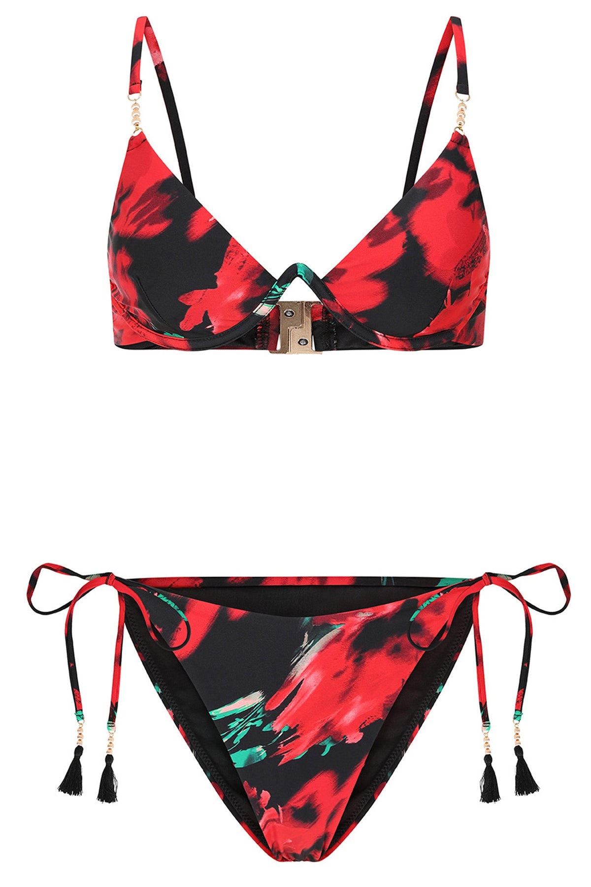 Sweep | Multi Print Beaded String Bikini Bottoms