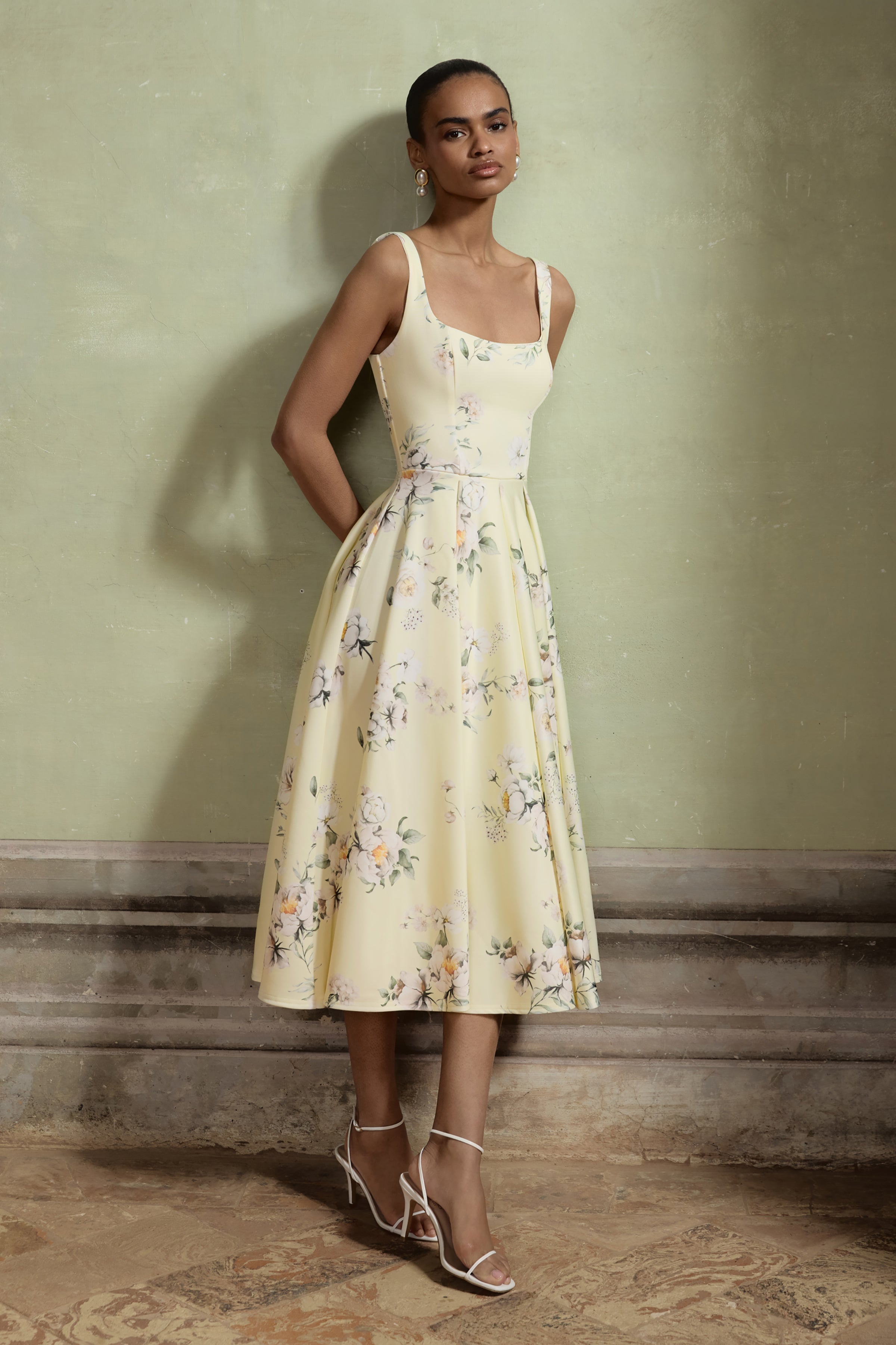 rosemuse Floral print pleats dress サックス rosemuse Floral print pleats dress サックス pleats floral print