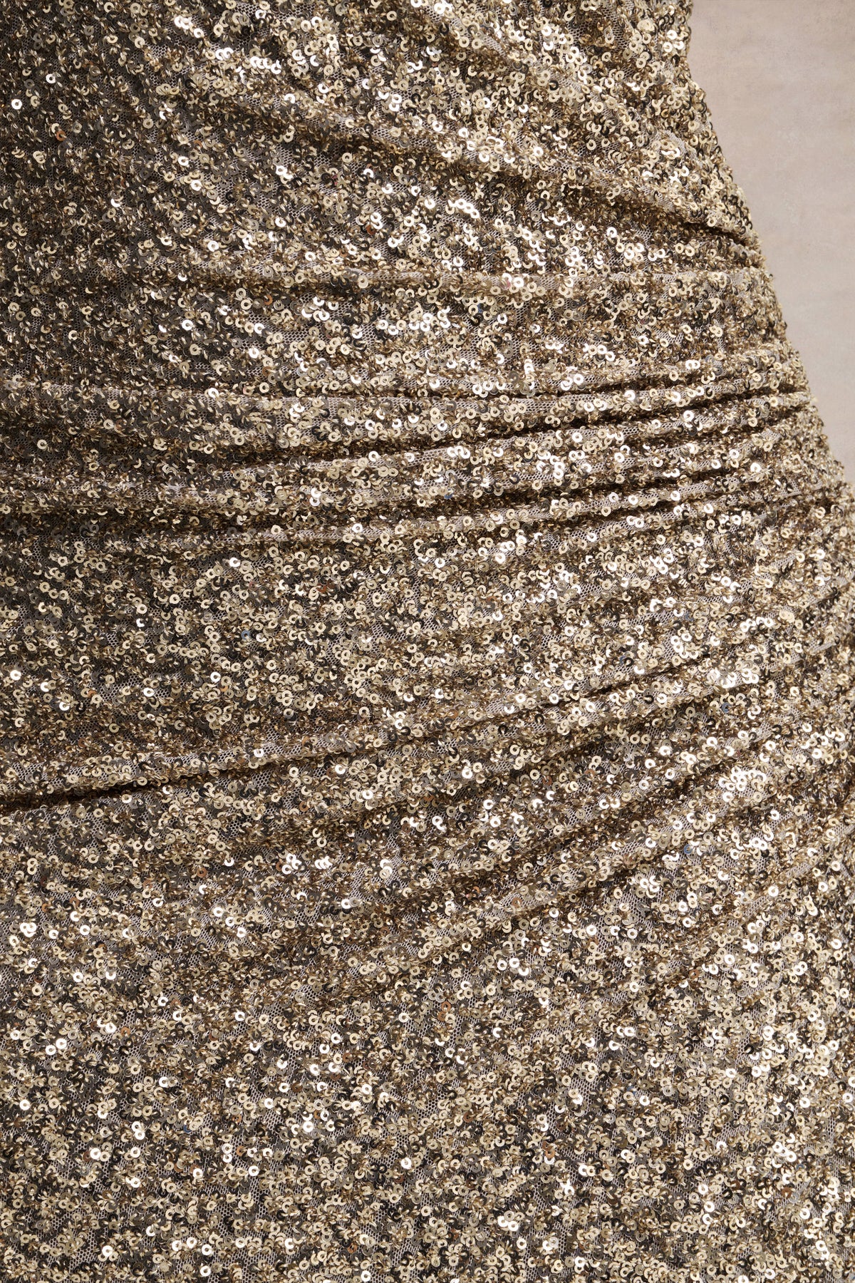 Gio Champagne Sequin Plunge-Neck Wrap Maxi Dress With Ruched Detaili  Club  L London - SA