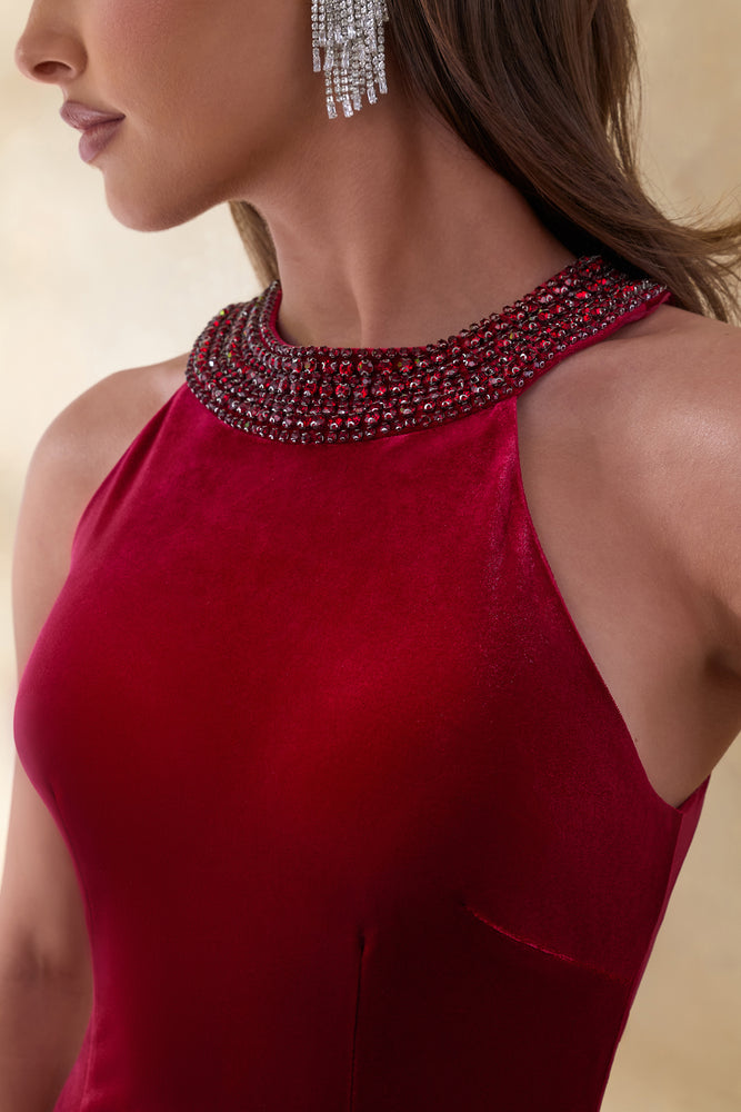 zimmermann silk wrap dress burgundy Burgundy Velvet Dress with Sequined Bustier – VALDRIN SAHITI