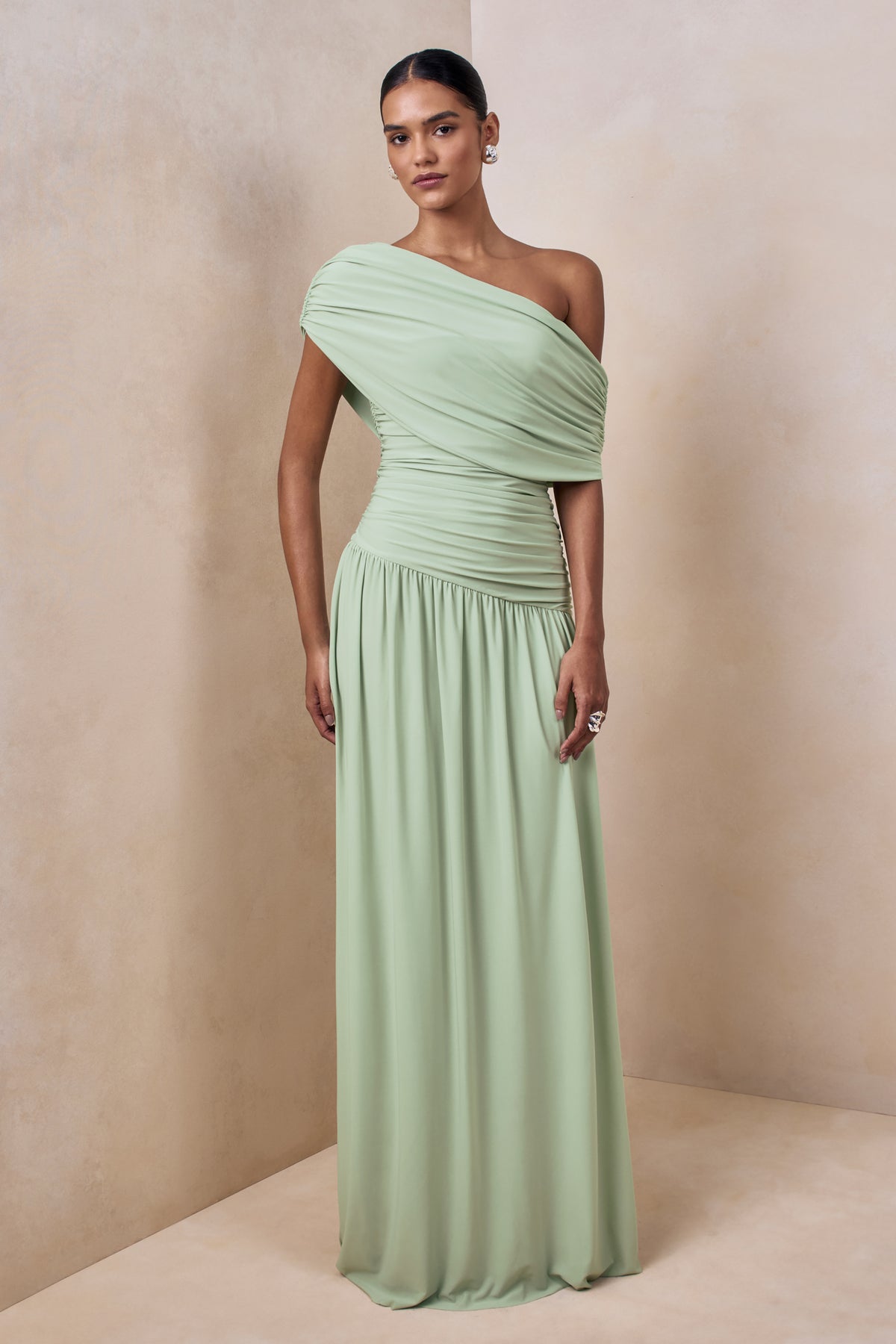 drop waist dress green Strapless Drop Waist Maxi Dress in Green