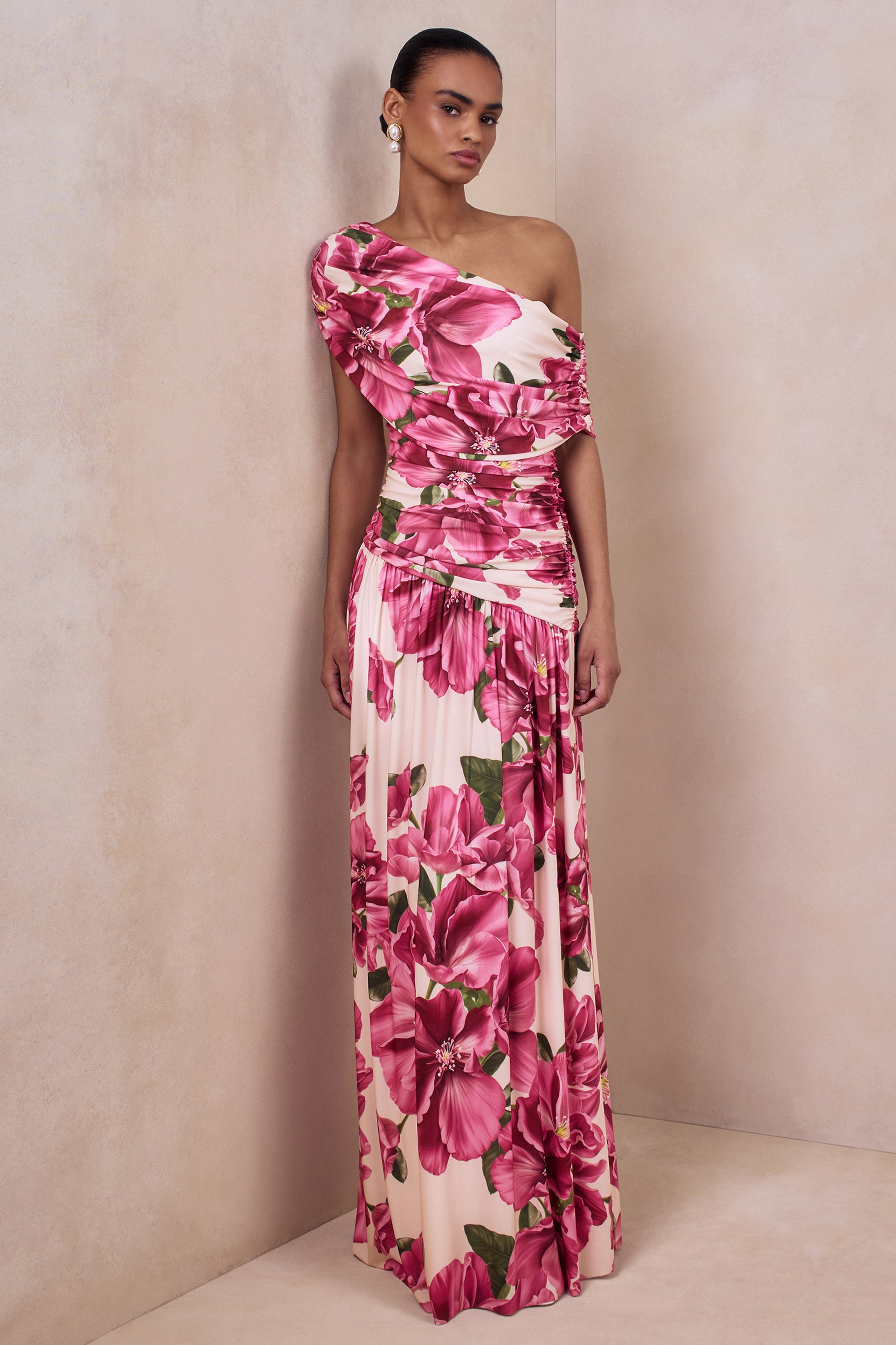 ECM_HR_CL136918084 - Emberly | Pink Hibiscus Floral Print Asymmetric-Neck Maxi Dress With Drop-Waist 02.jpg