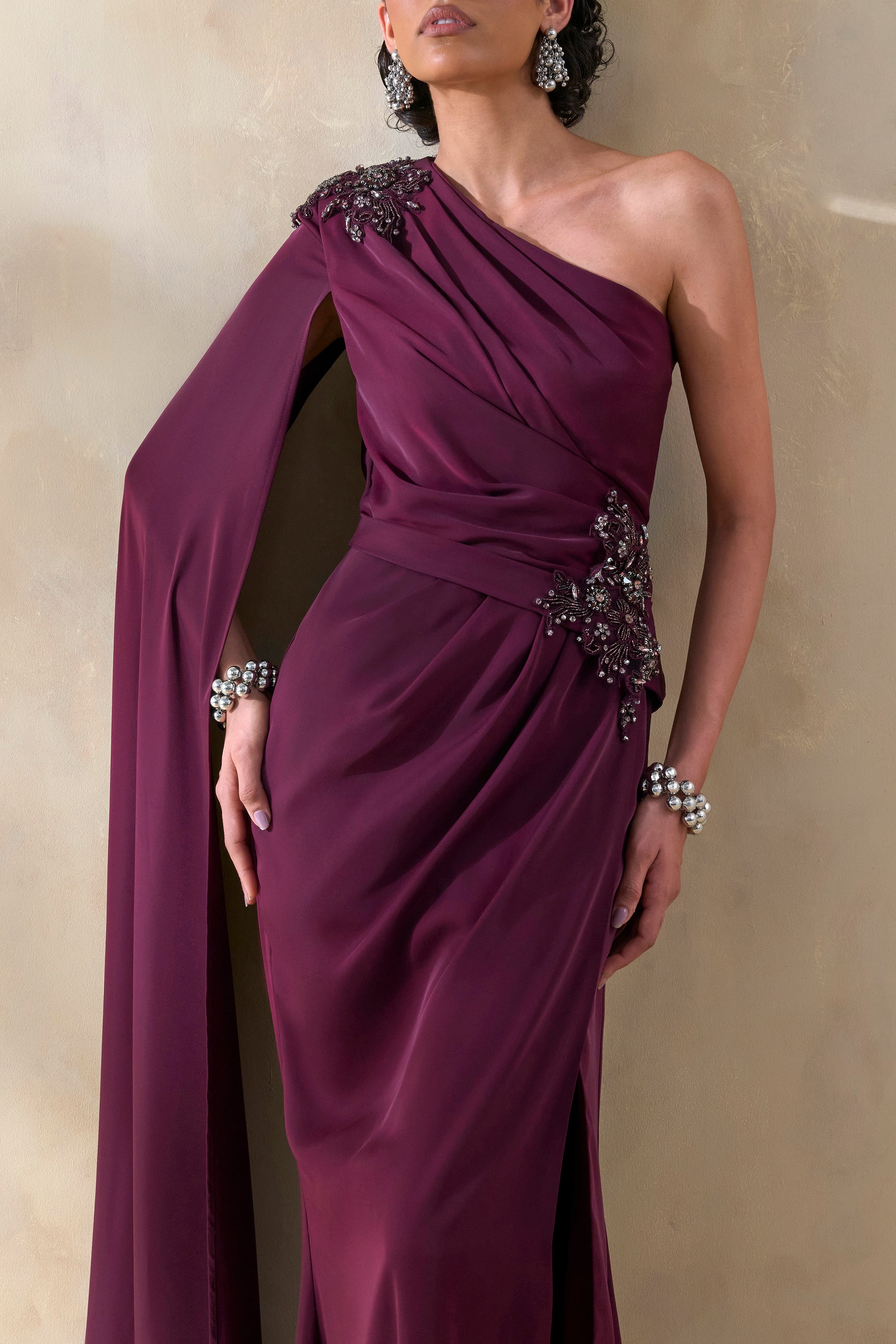 ECM_HR_CL137038454 - Solace | Dark Plum Asymmetric-Neck Maxi Dress With Embellished Detailing 4.jpg