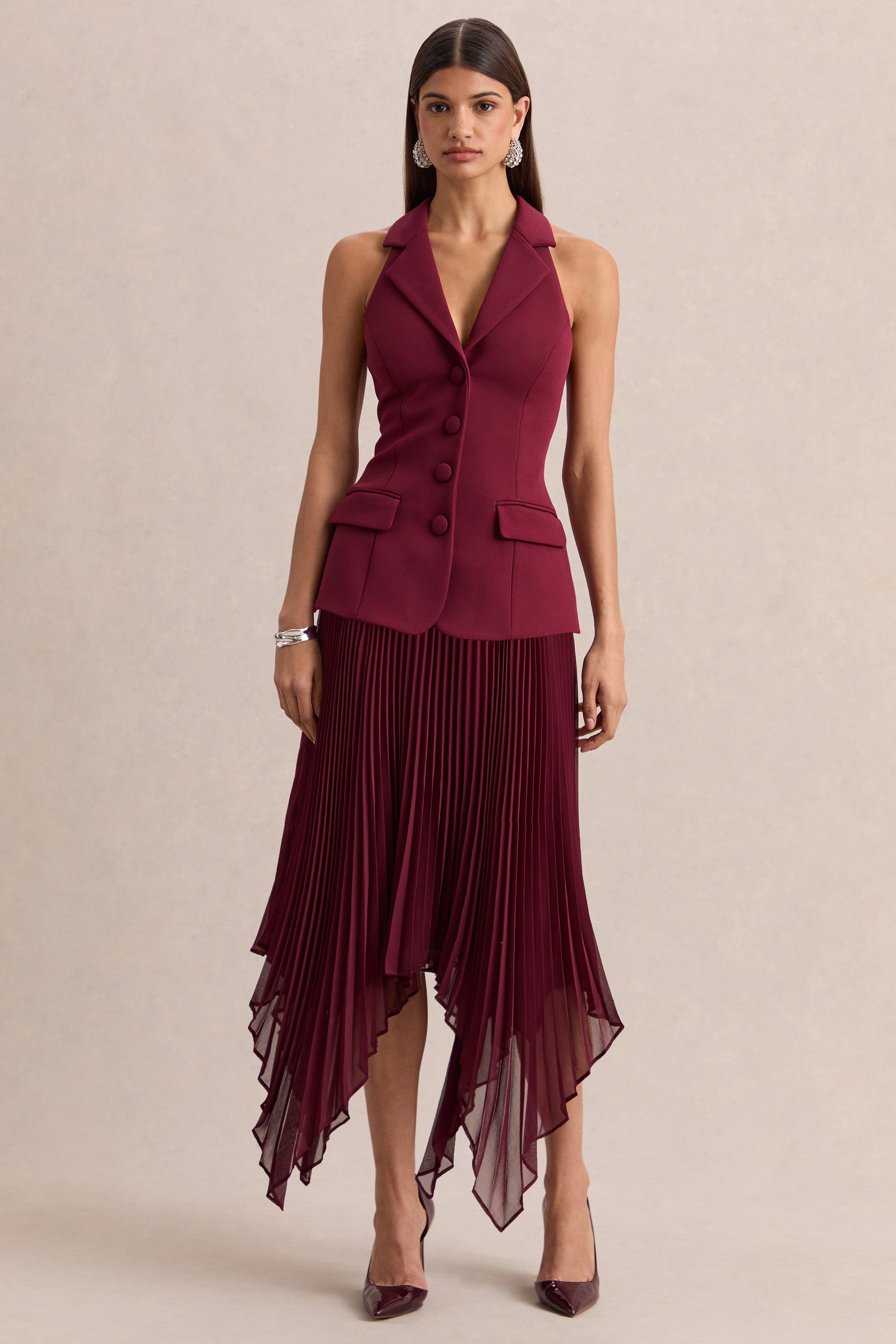 ECM_HR_CL137140102 - Marvelle _ Burgundy Plunge-Neck Maxi Dress With Hanky Hem 01_H.jpg