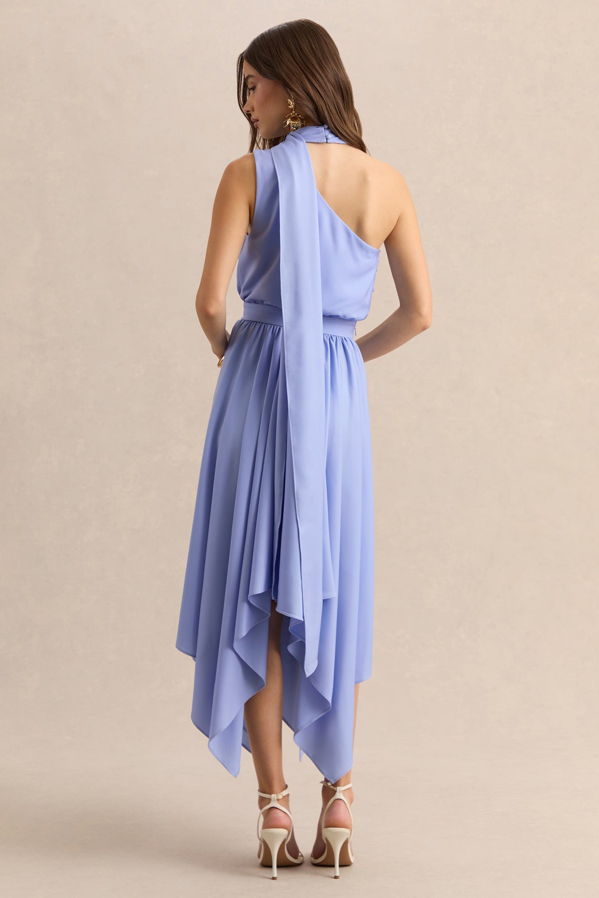 princess polly baby blue dress VICTORIA BECKHAM Asymmetric twisted satin maxi dress