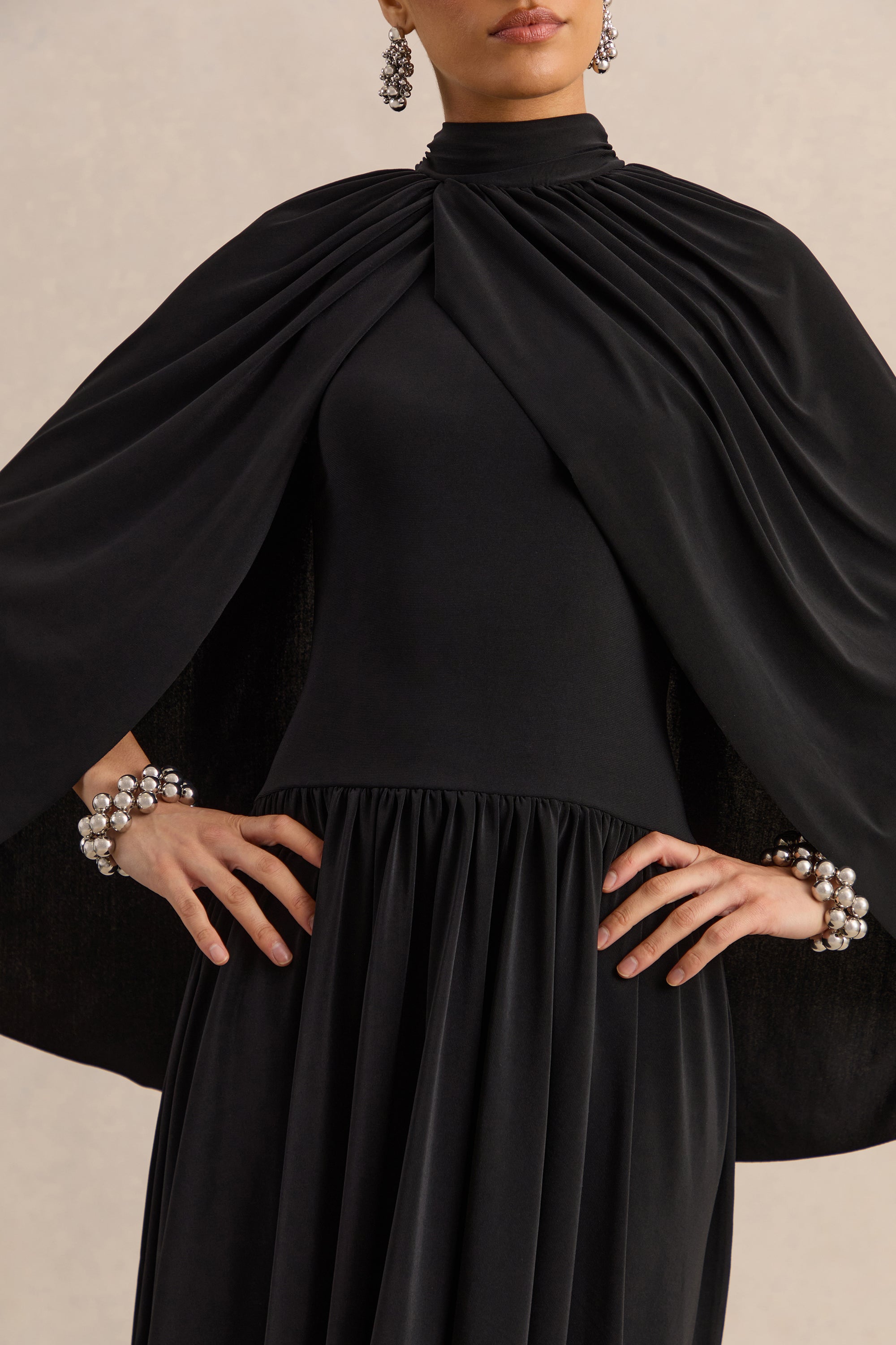 HR_CL137203001 - Honora _ Black High-Neck Maxi Dress With Cape-Sleeves_03.jpg
