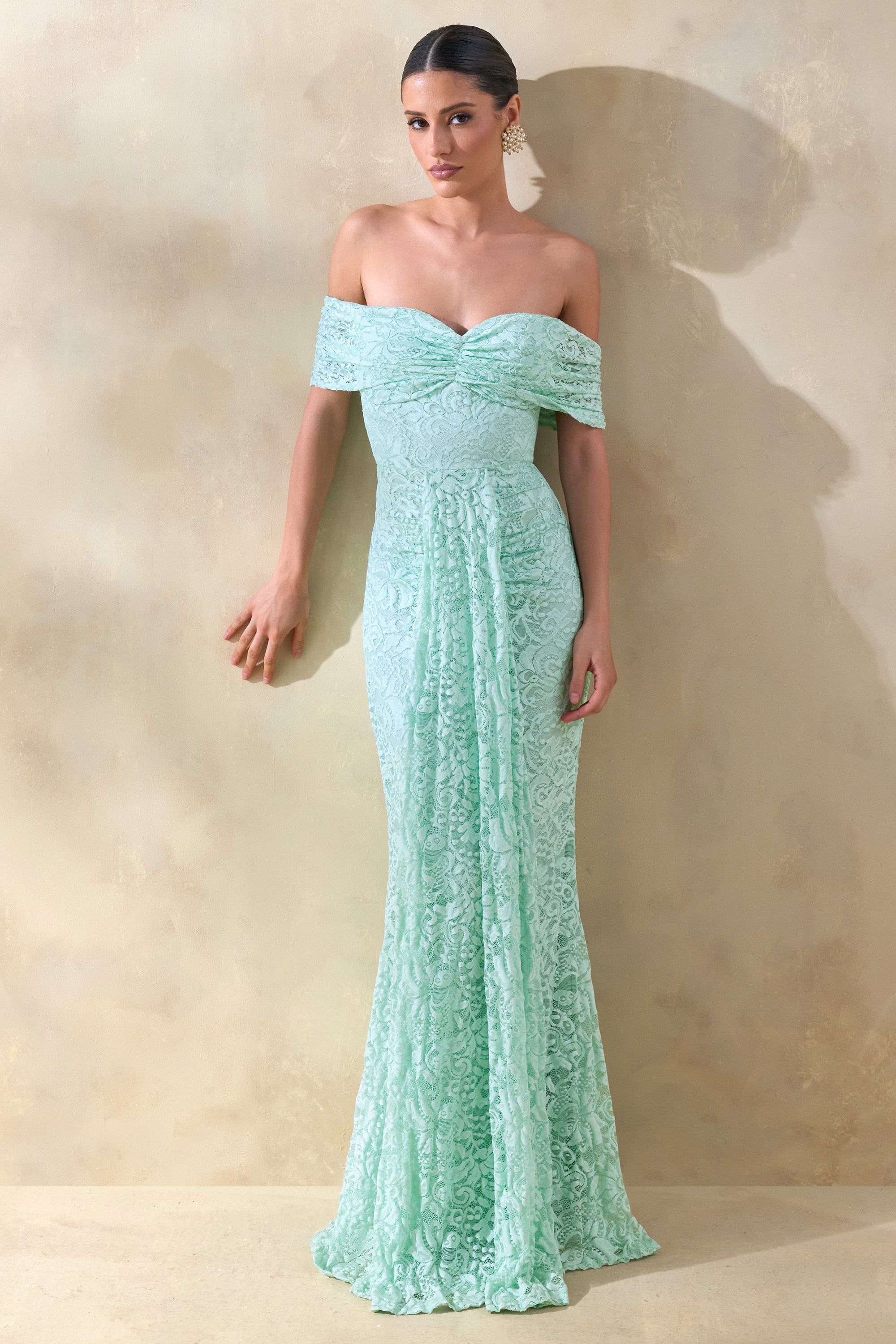 ECM_HR_CL137216032 Aries _ Mint Lace Bardot-Neck Maxi Dress With Gathered Detailing 2.jpg