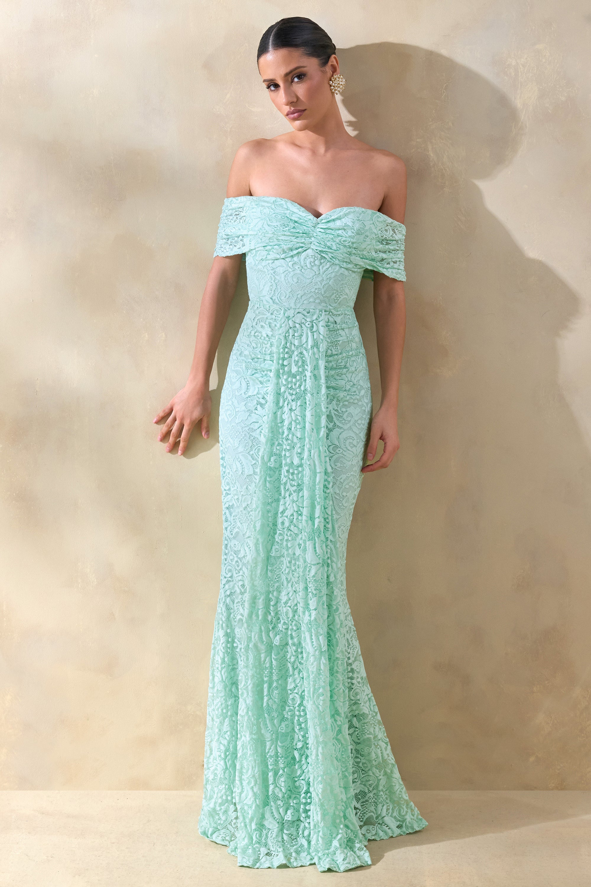 ECM_HR_CL137216032 Aries _ Mint Lace Bardot-Neck Maxi Dress With Gathered Detailing 3.jpg