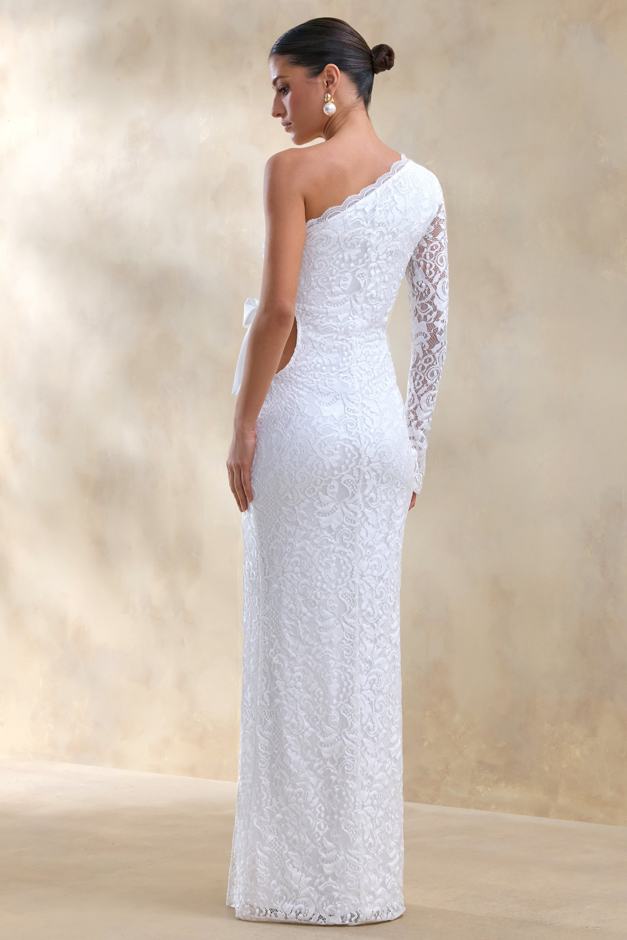 ECM_HR_CL137220110 - Norna _ White Lace Asymmetric-Neck Maxi Dress With Cut-Out And Bow Details 2.jpg