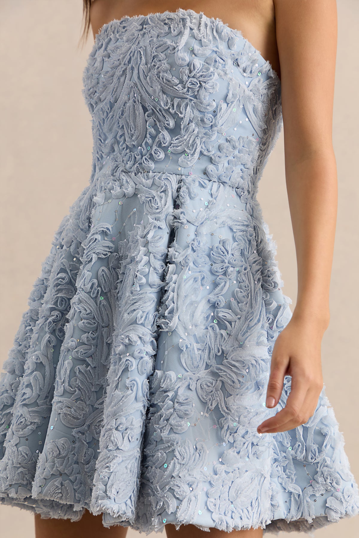 Zosia Blue Mesh Bandeau Mini Dress Club L London - SA Zosia Blue Mesh Bandeau Mini Dress Club L London - SA