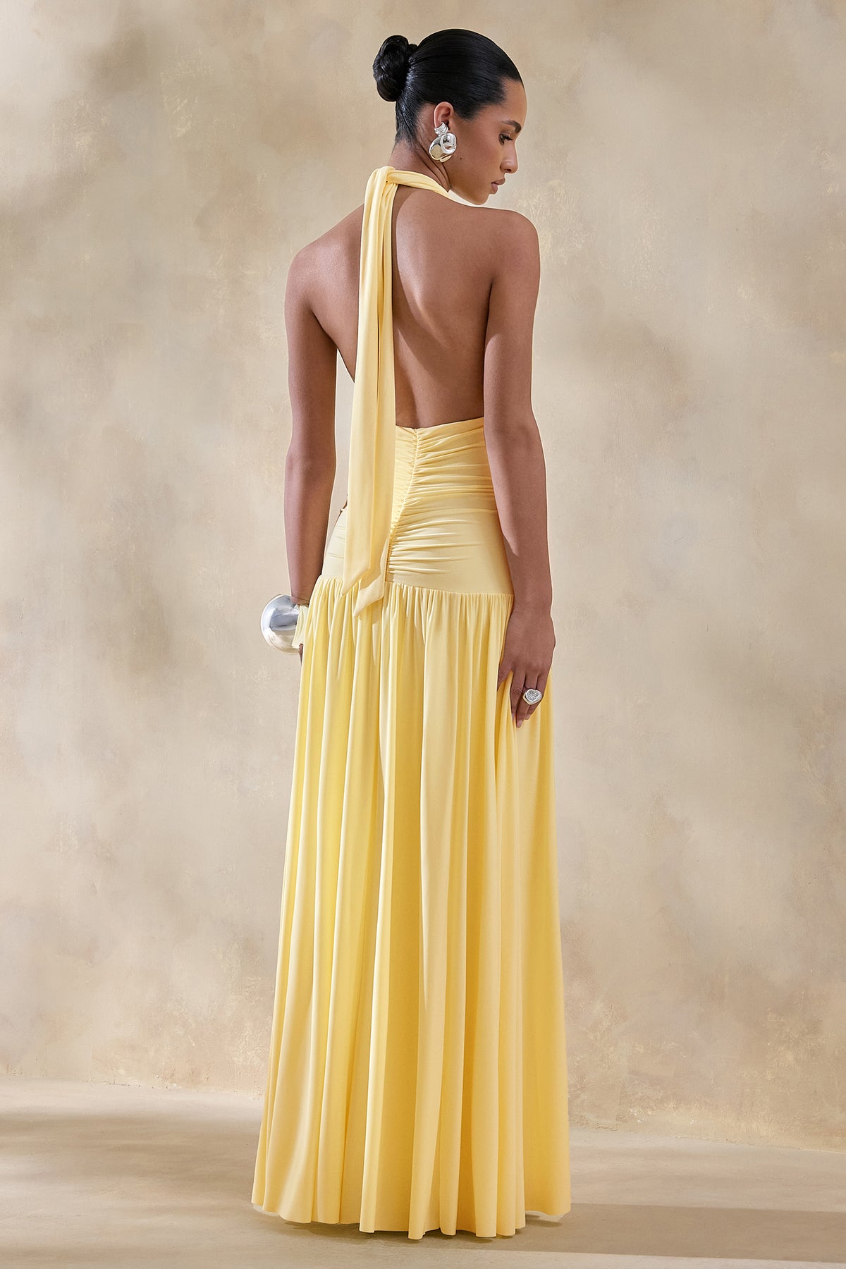 Bettina Lemon Plunge-Neck Maxi Dress With Gathered-Detailing  Club L  London - SA