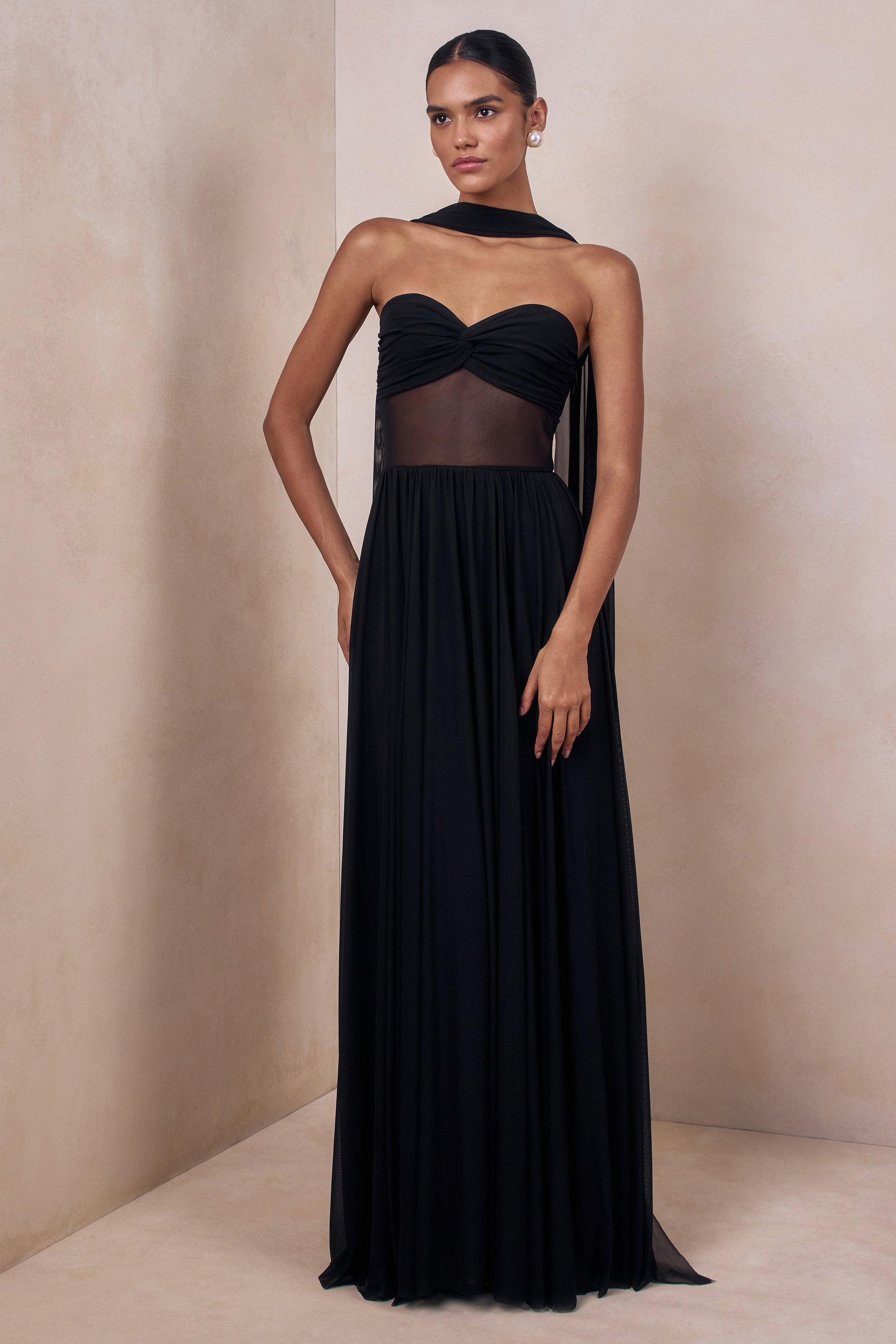 ECM_HR_CL137298001 - Lyvoria | Black Bandeau Maxi Dress With Mesh-Detail And Scarf 1.jpg