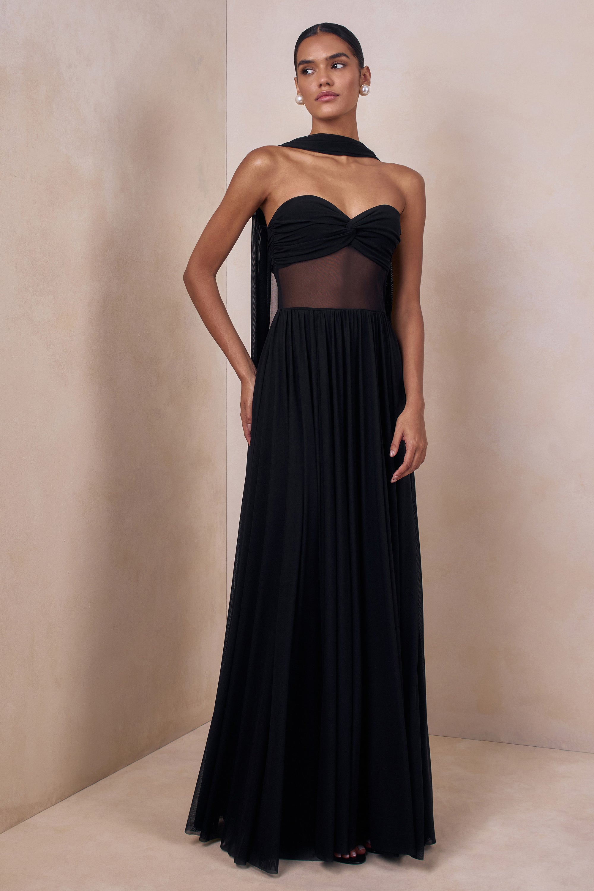 ECM_HR_CL137298001 - Lyvoria | Black Bandeau Maxi Dress With Mesh-Detail And Scarf 2.jpg
