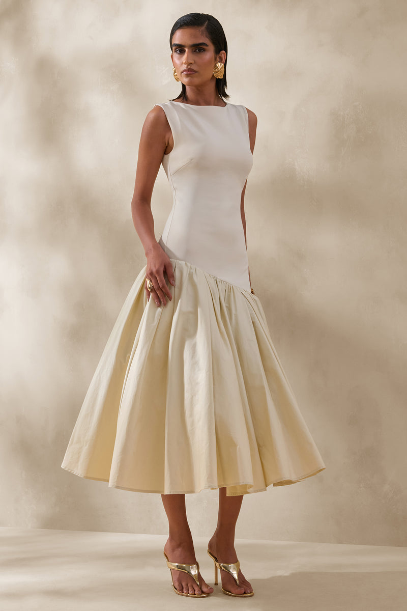 ECM_HR_CL137306111 - Fantasia _ Cream Boat-Neck Midi Dress With Asymmetric Drop-Waist 2.jpg
