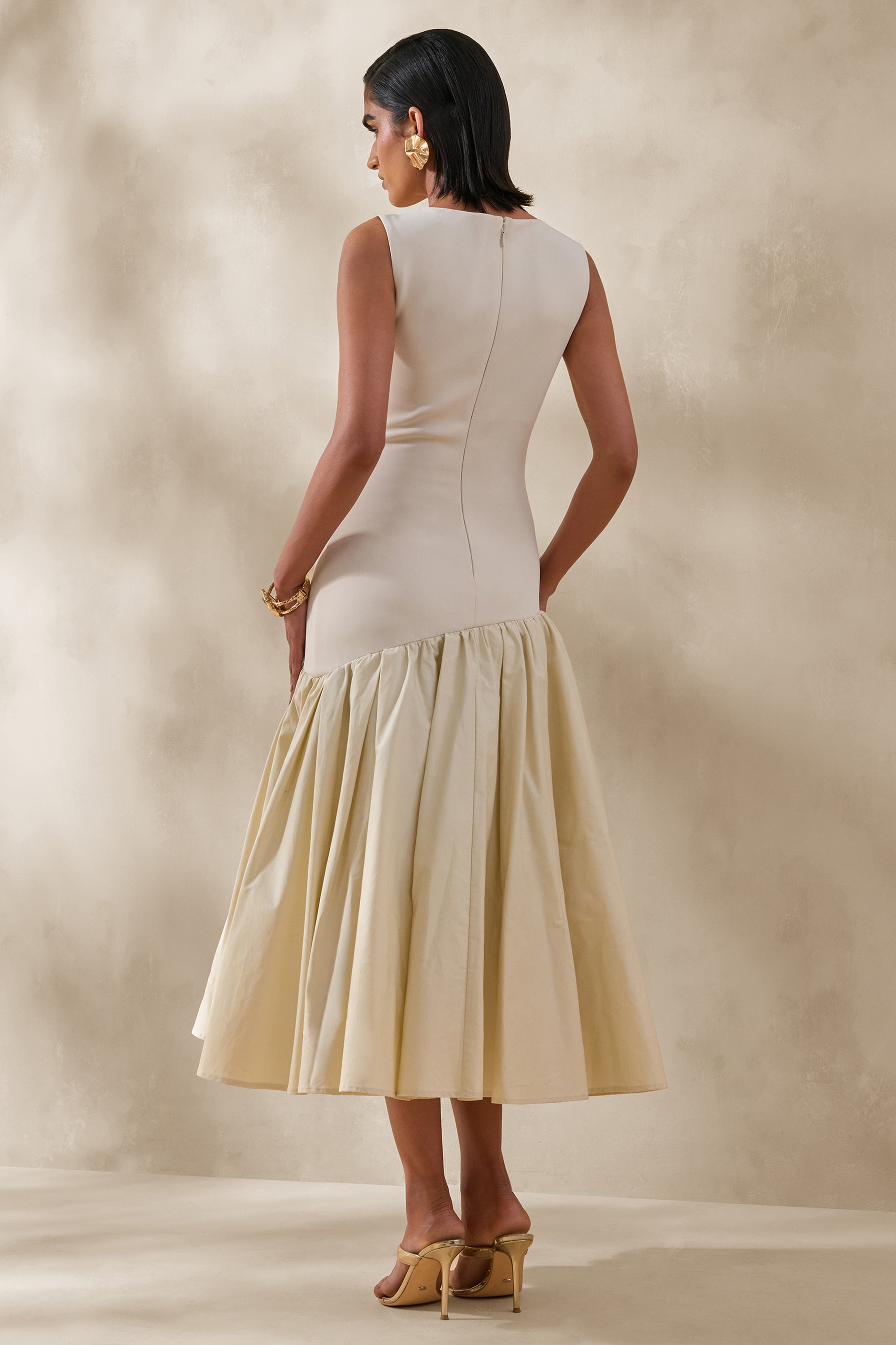 ECM_HR_CL137306111 - Fantasia _ Cream Boat-Neck Midi Dress With Asymmetric Drop-Waist 3.jpg