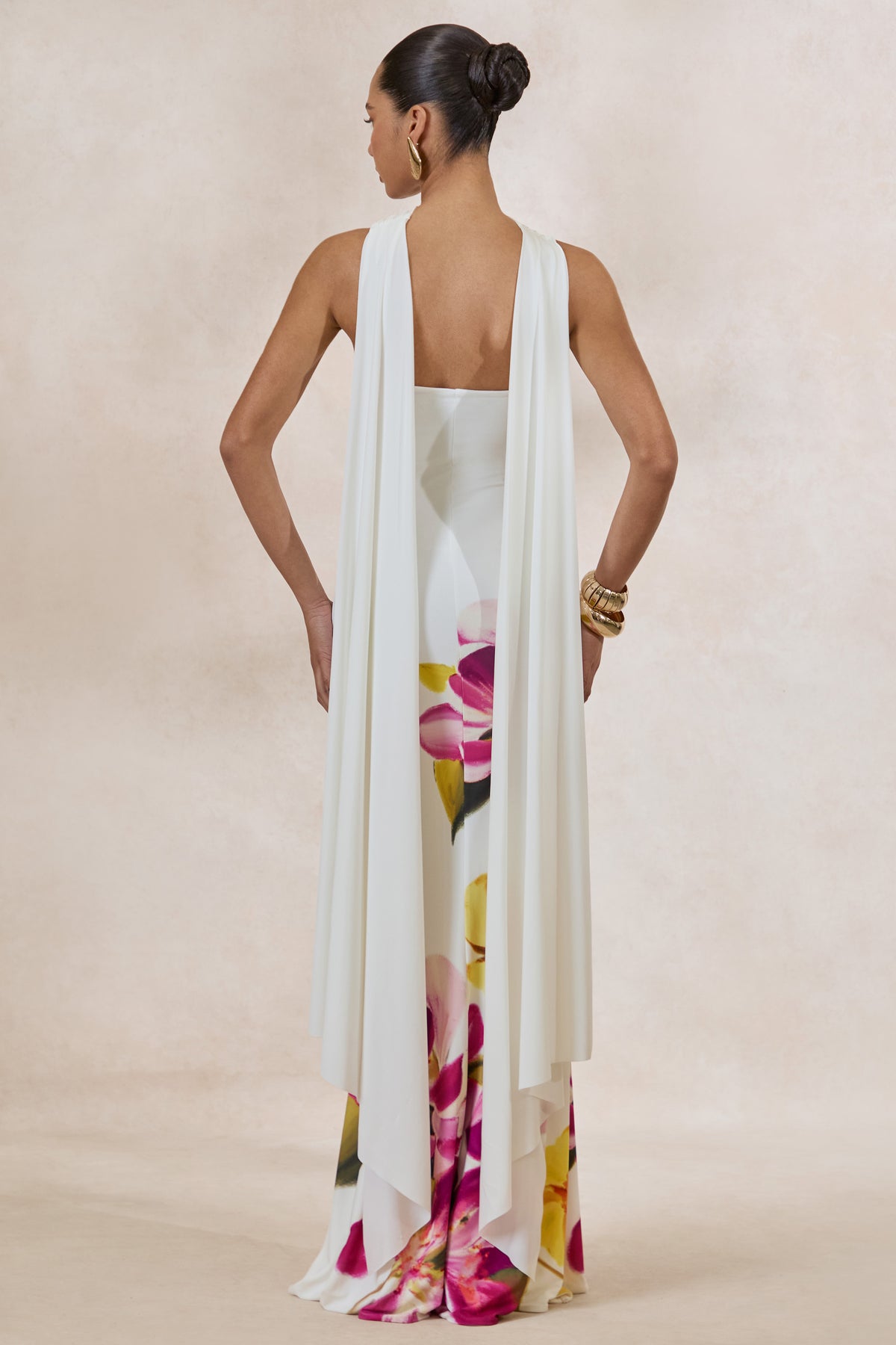 ECM_HR_CL137335112 - Brooke _ Hot Pink And Lemon Floral Print Bandeau Neck Maxi Dress With Scarf 5.jpg