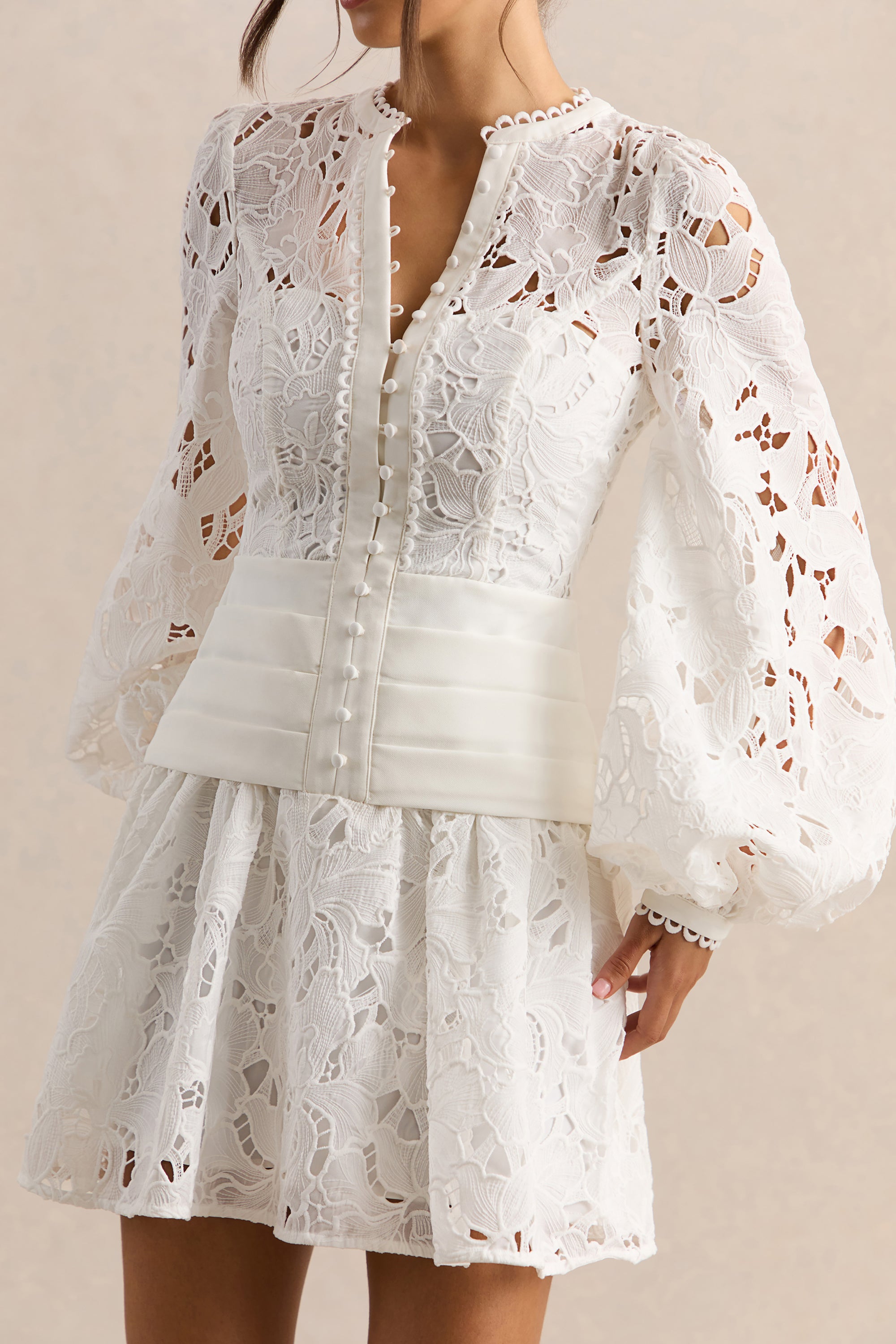 ECM_HR_CL137396110---Helena---White-Crew-Neck-Mini-Dress-With-Puff-Sleeves-and-Pleated-Skirt-7.jpg