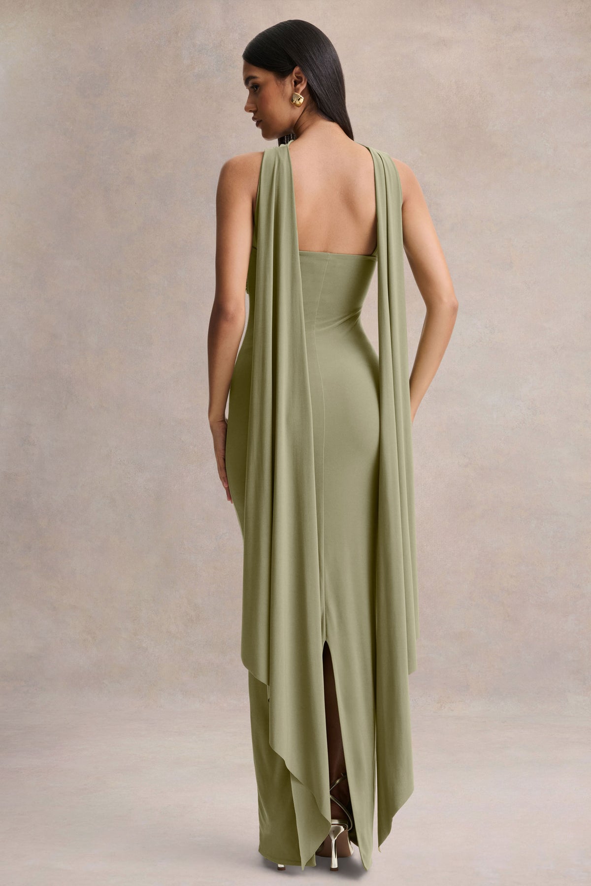 Sheila Olive Bandeau Maxi Dress With Scarf Detail  Club L London - SA