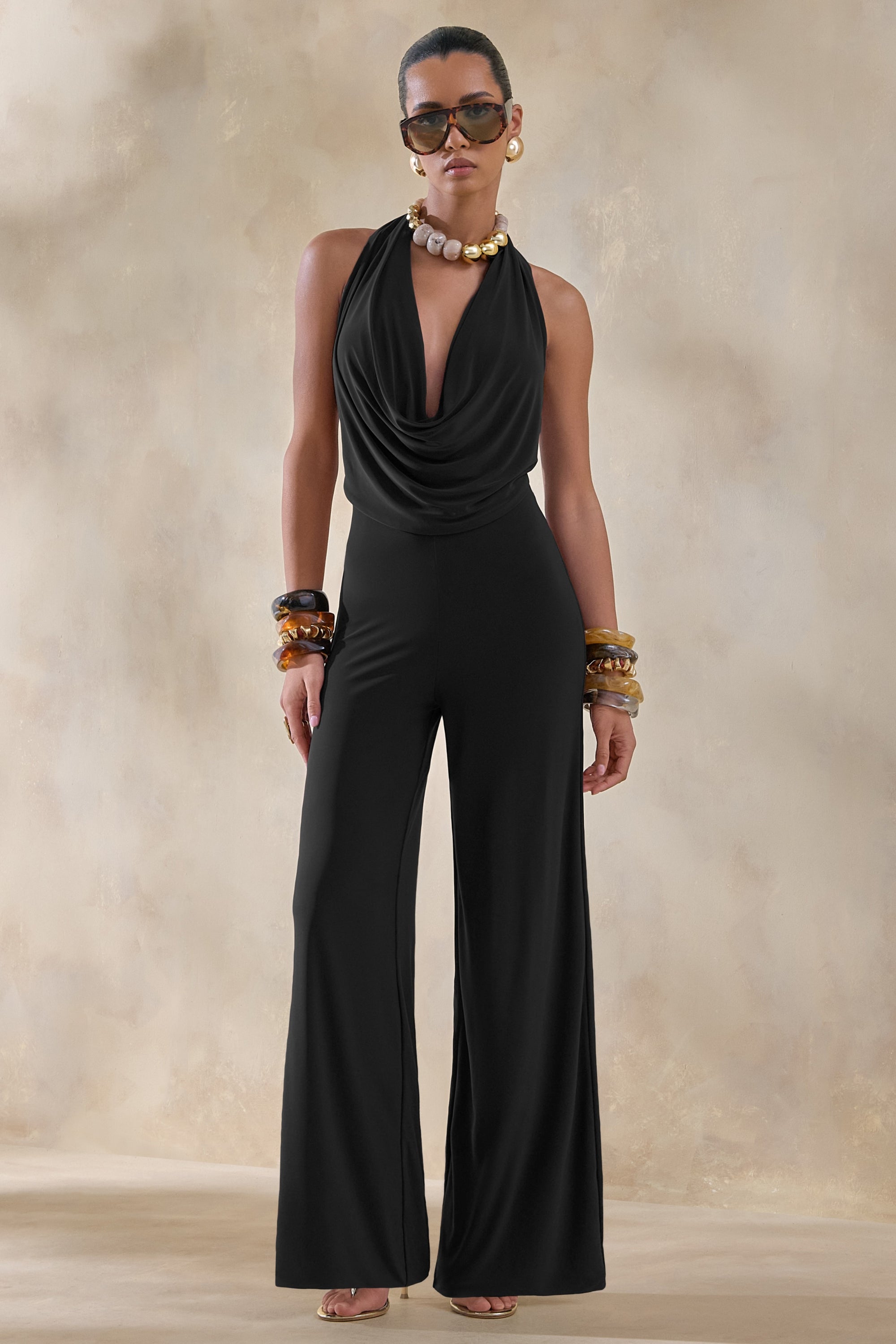 ECM_HR_CL137527001 - Clemence | Black Plunge-Neck Jumpsuit 01.jpg