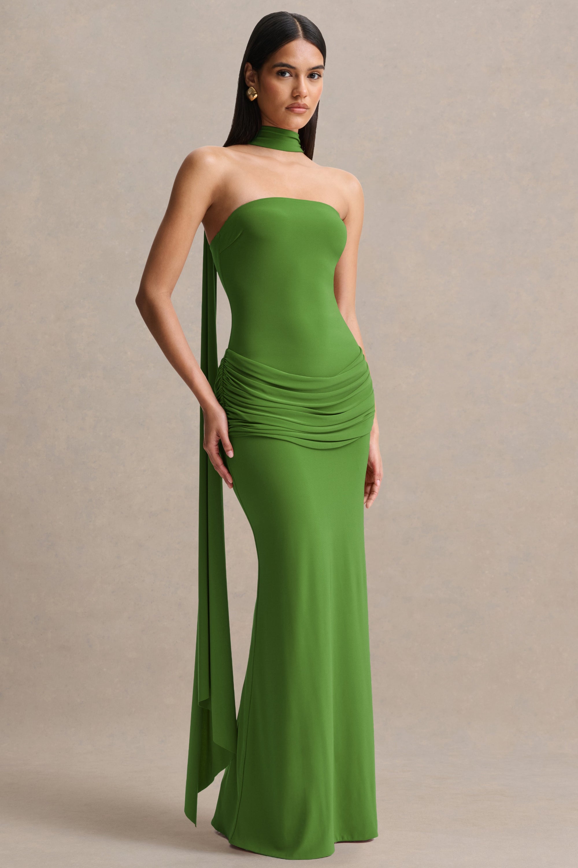 ECM_HR_CL137541037 - Graciella | Green Bandeau Maxi Dress With Draped Detailing And Scarf 13.jpg