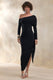 ECM_HR_CL137578001 - Franca _ Black Asymmetric-Neck Midi Dress With Draped And Gathered Detailing 0.jpg