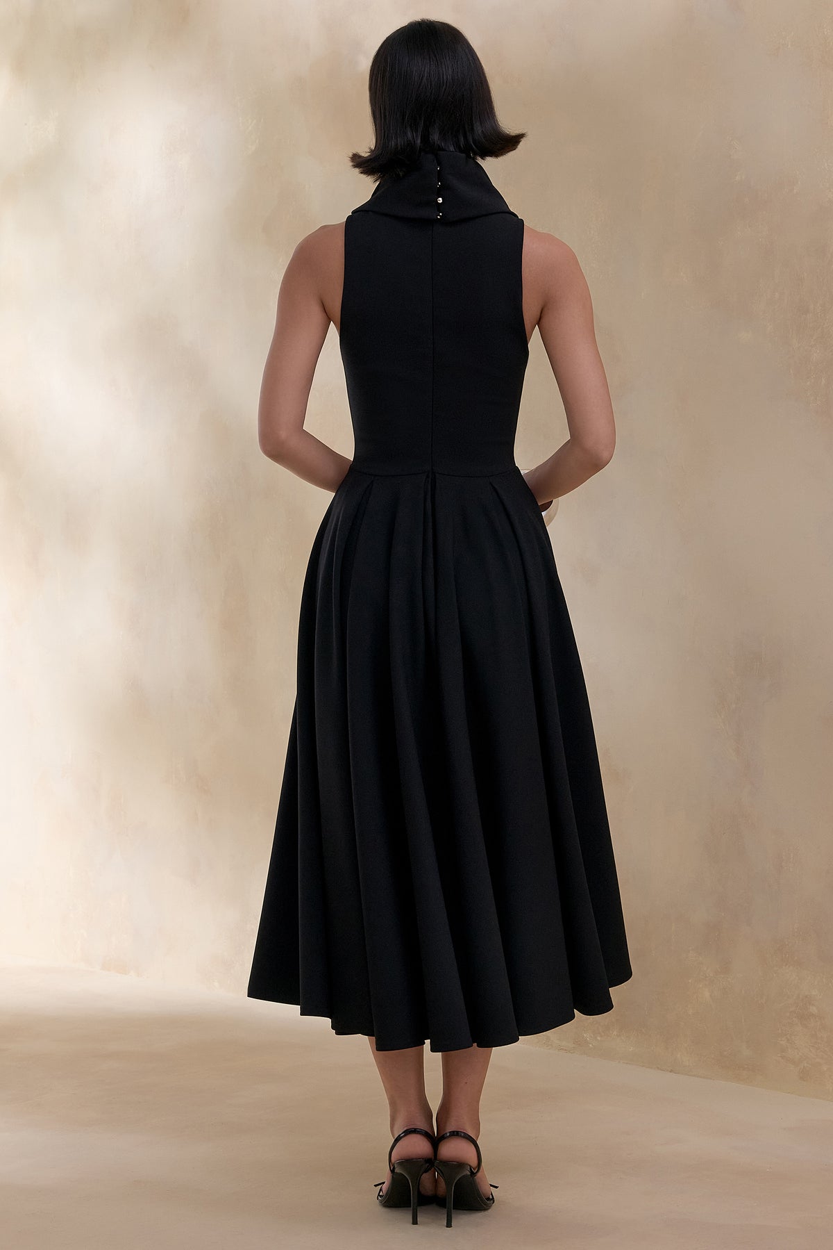 Exclusivity Black High-Neck Midi Dress – Club L London