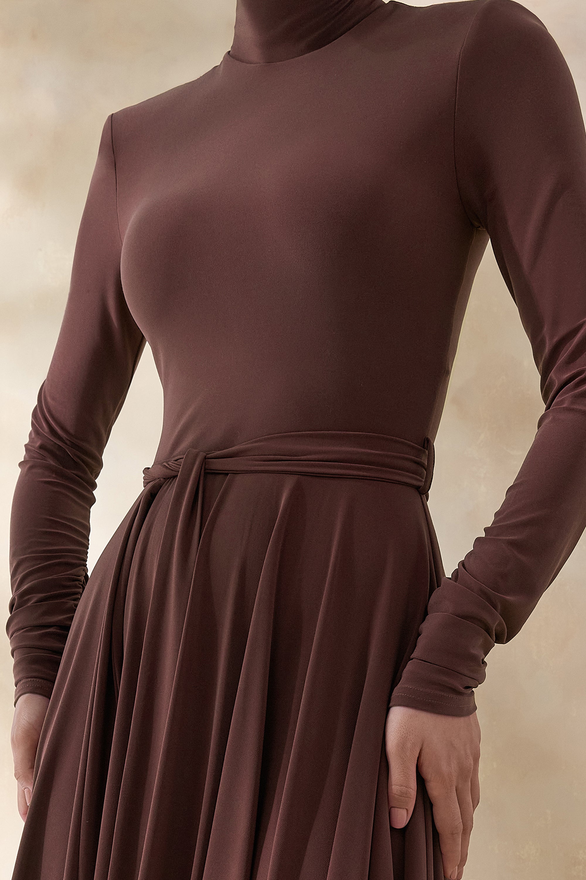 ECM_HR_CL137610022 Opalia | Brown High-Neck Belted Midi Dress 6.jpg