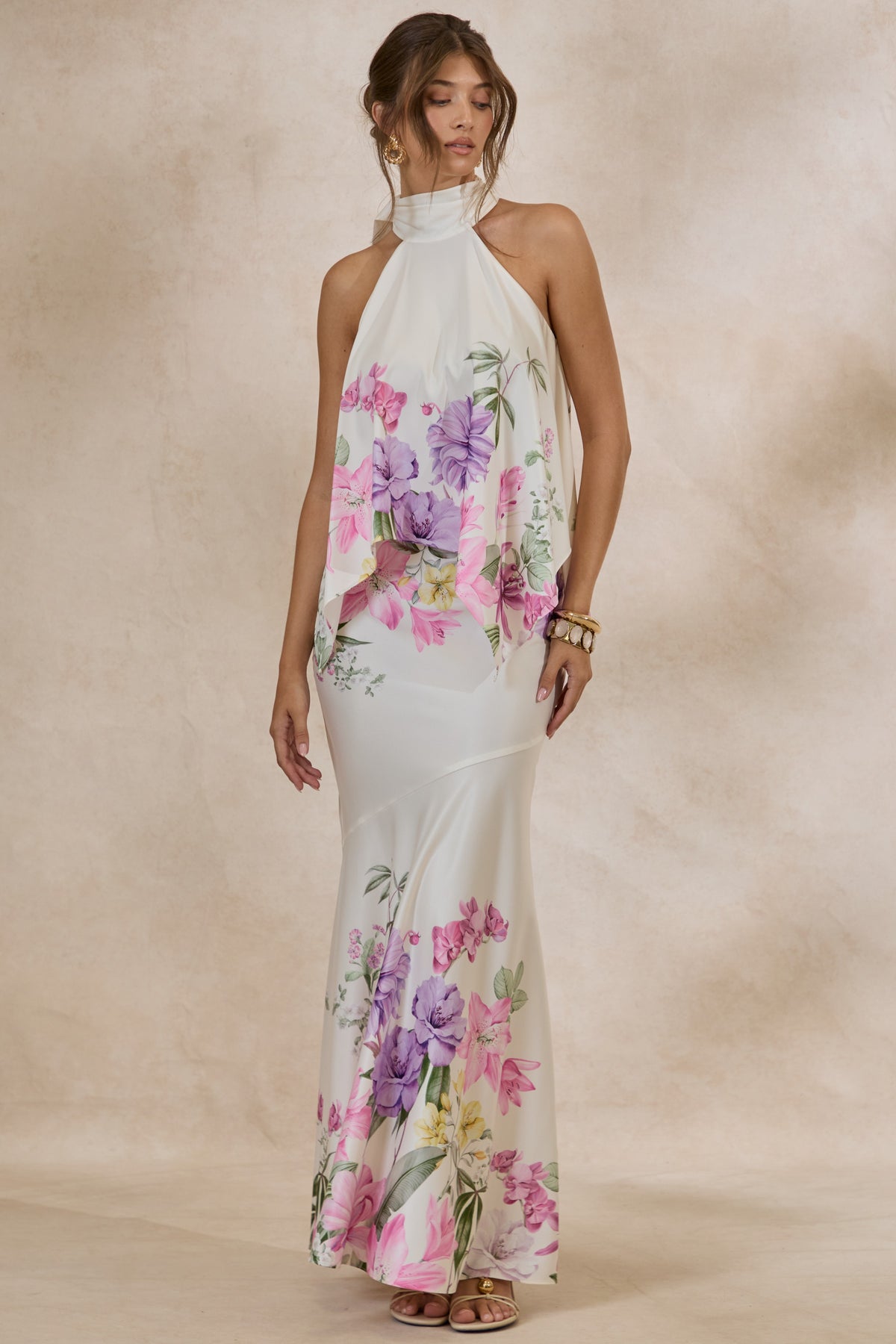 SANCELLE Vayla Cream Floral Print Matte Satin Asymmetric Drop-Waist Maxi Skirt COORD CL137649111 CL137321111.jpg