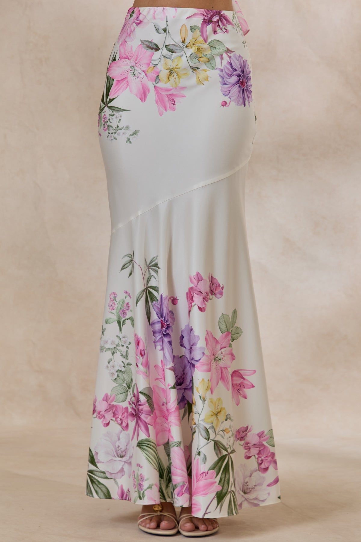 SANCELLE Vayla Cream Floral Print Matte Satin Asymmetric Drop-Waist Maxi Skirt COORD CL137649111 CL137321111 (9).jpg