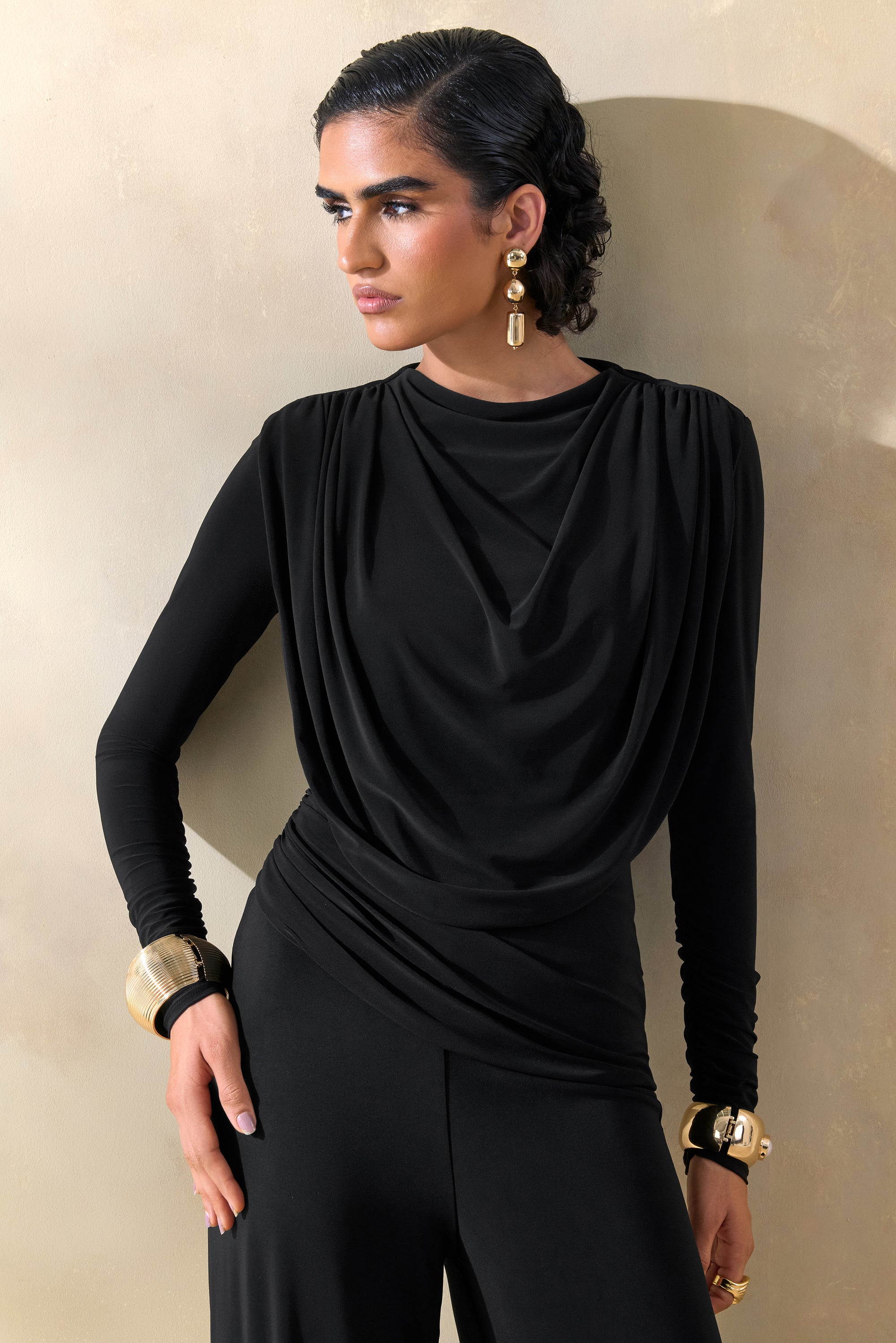 ECM_HR_CL137663001 - Raniella _ Black High-Neck Top With Gathered And Draped-Detailing + ECM_HR_CL137686001 - Safirra _ Black Wide-Leg Trouser 4.jpg