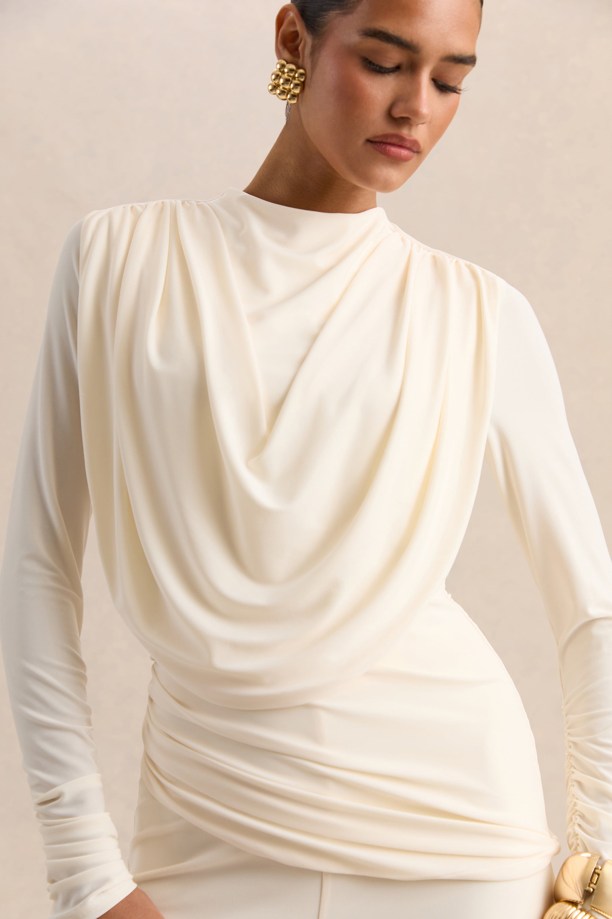 ECM_HR-CL137663110 - Raniella - Cream High-Neck Top With Gathered And Draped-Detailing 09.jpg