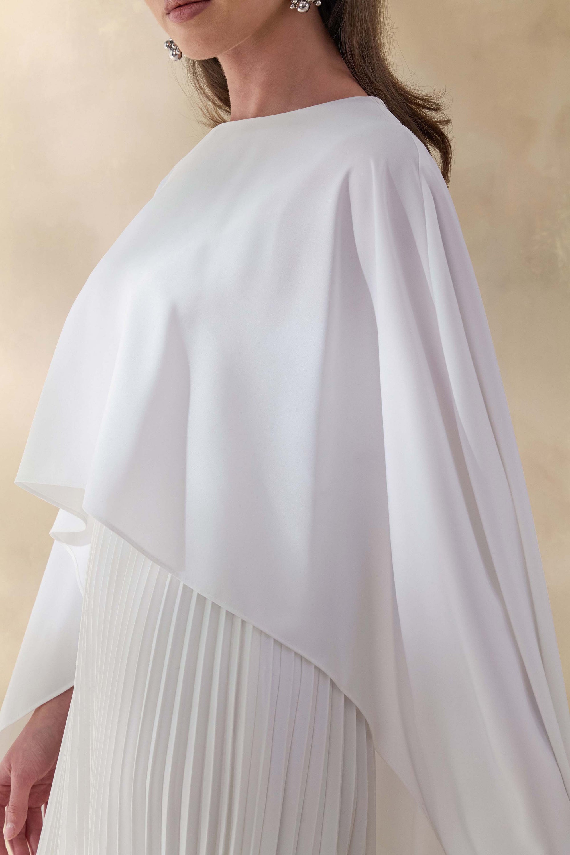 ECM_HR_CL137664111 - Loradia | Cream Satin Round-Neck Maxi Dress With Cape-Sleeves And Pleated-Skirt 1.jpg