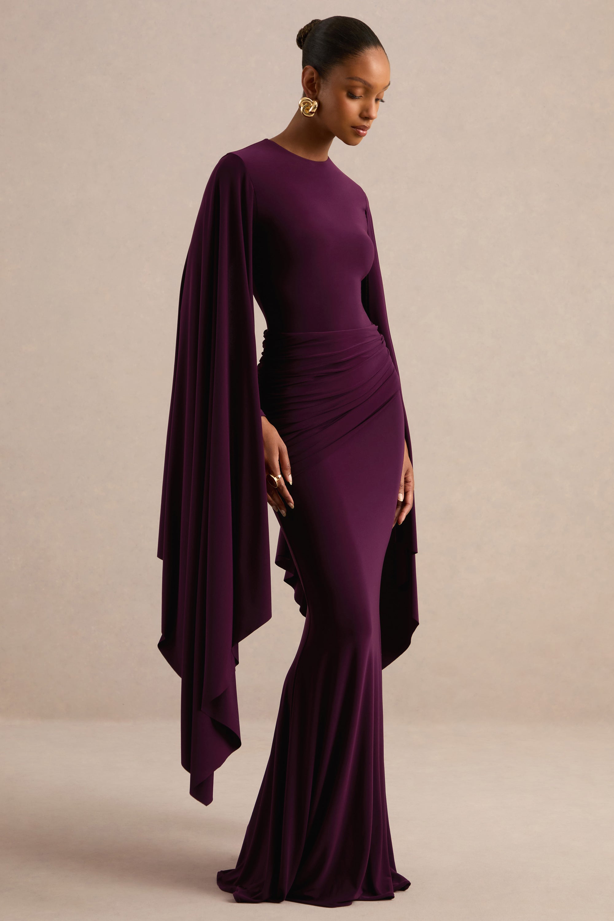 ECM_HR_CL137665090 - Sonaria _ Dark Plum Wide-Neck Maxi Dress With Cape-Sleeves1.jpg