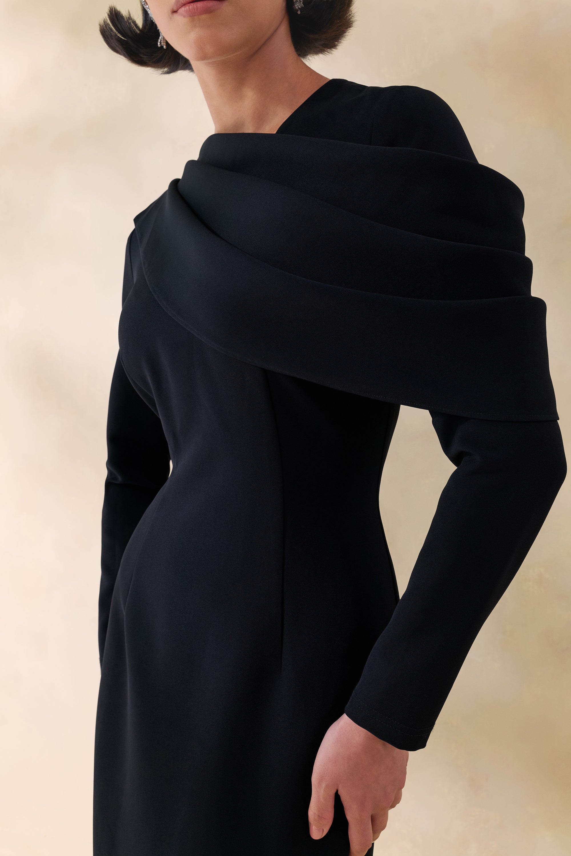 ECM_HR_CL137671001 - Heliora _ Black V-Neck Maxi Dress With Sash And Draped-Detail 5.jpg