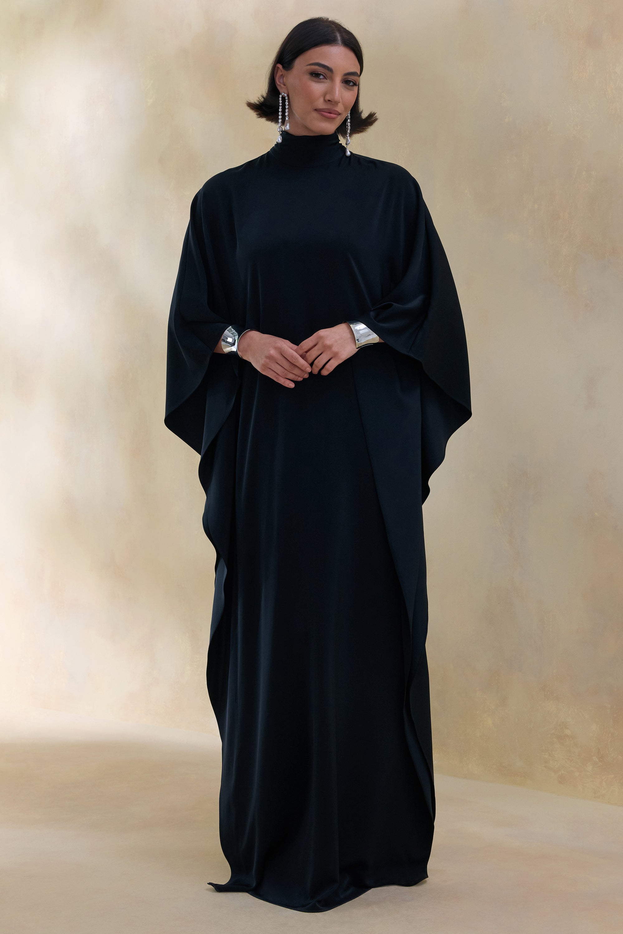 ECM_HR_CL137675002 - Lumisette _ Black Satin High-Neck Maxi Dress With Cape 1.jpg