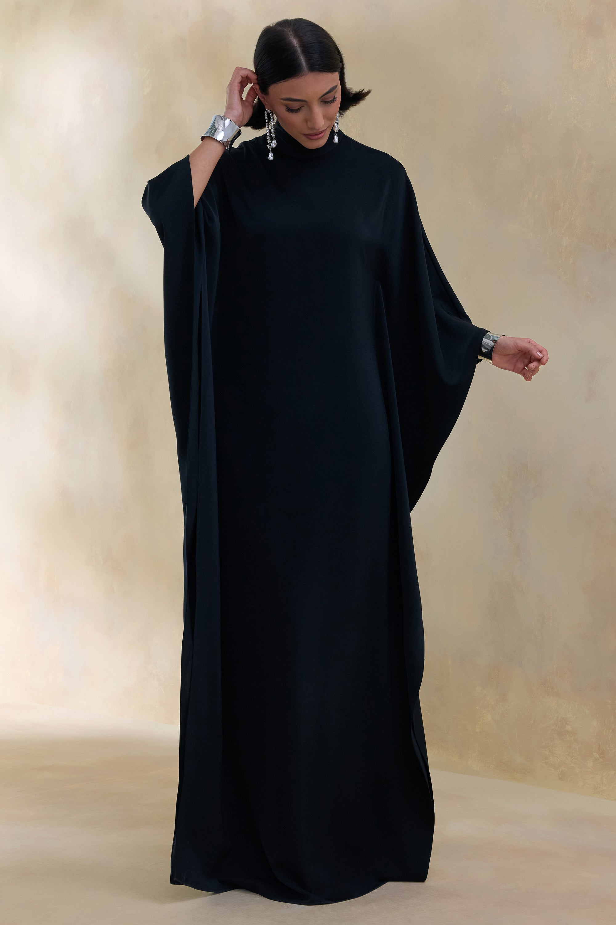 ECM_HR_CL137675002 - Lumisette _ Black Satin High-Neck Maxi Dress With Cape 2.jpg