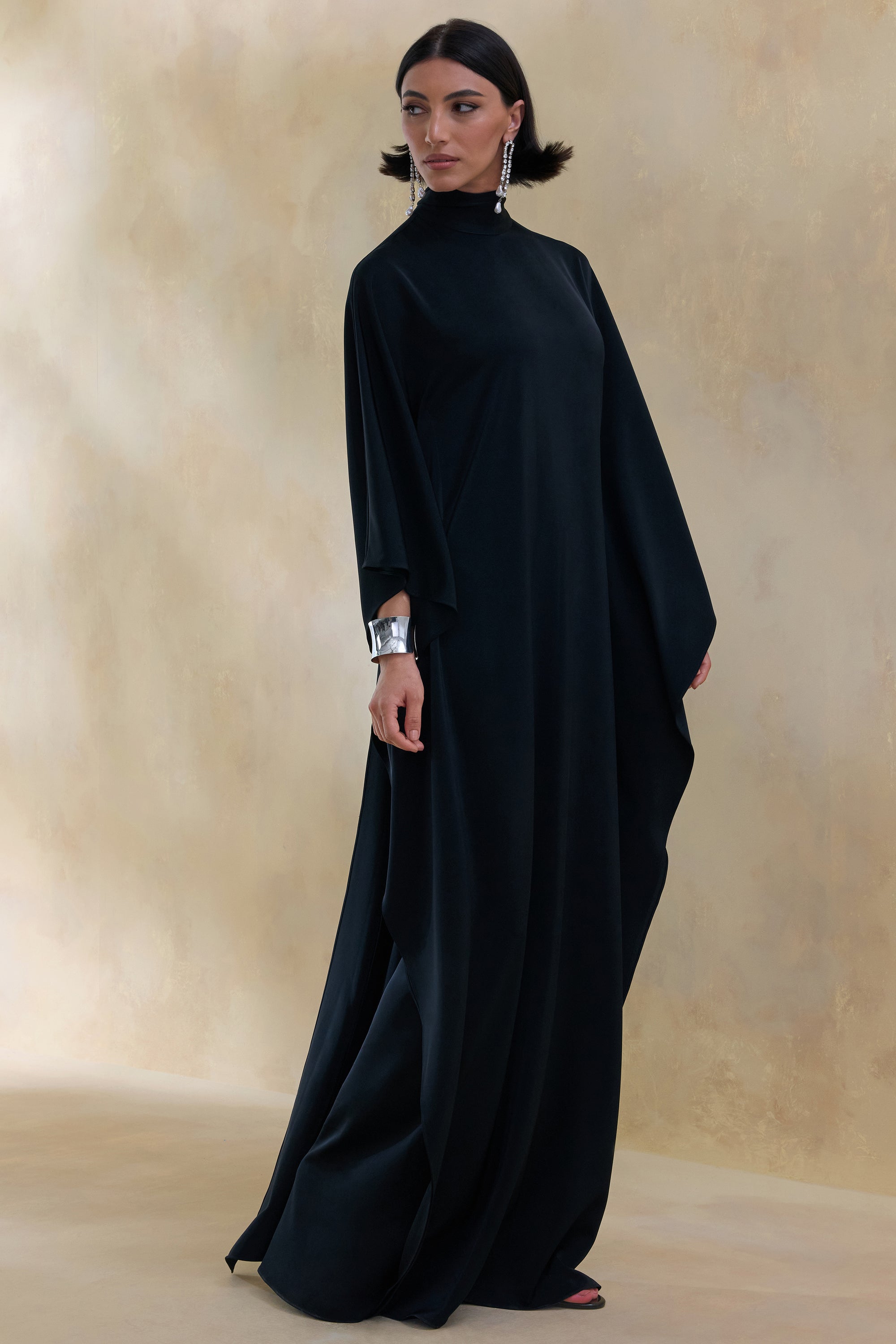 ECM_HR_CL137675002 - Lumisette _ Black Satin High-Neck Maxi Dress With Cape 3.jpg