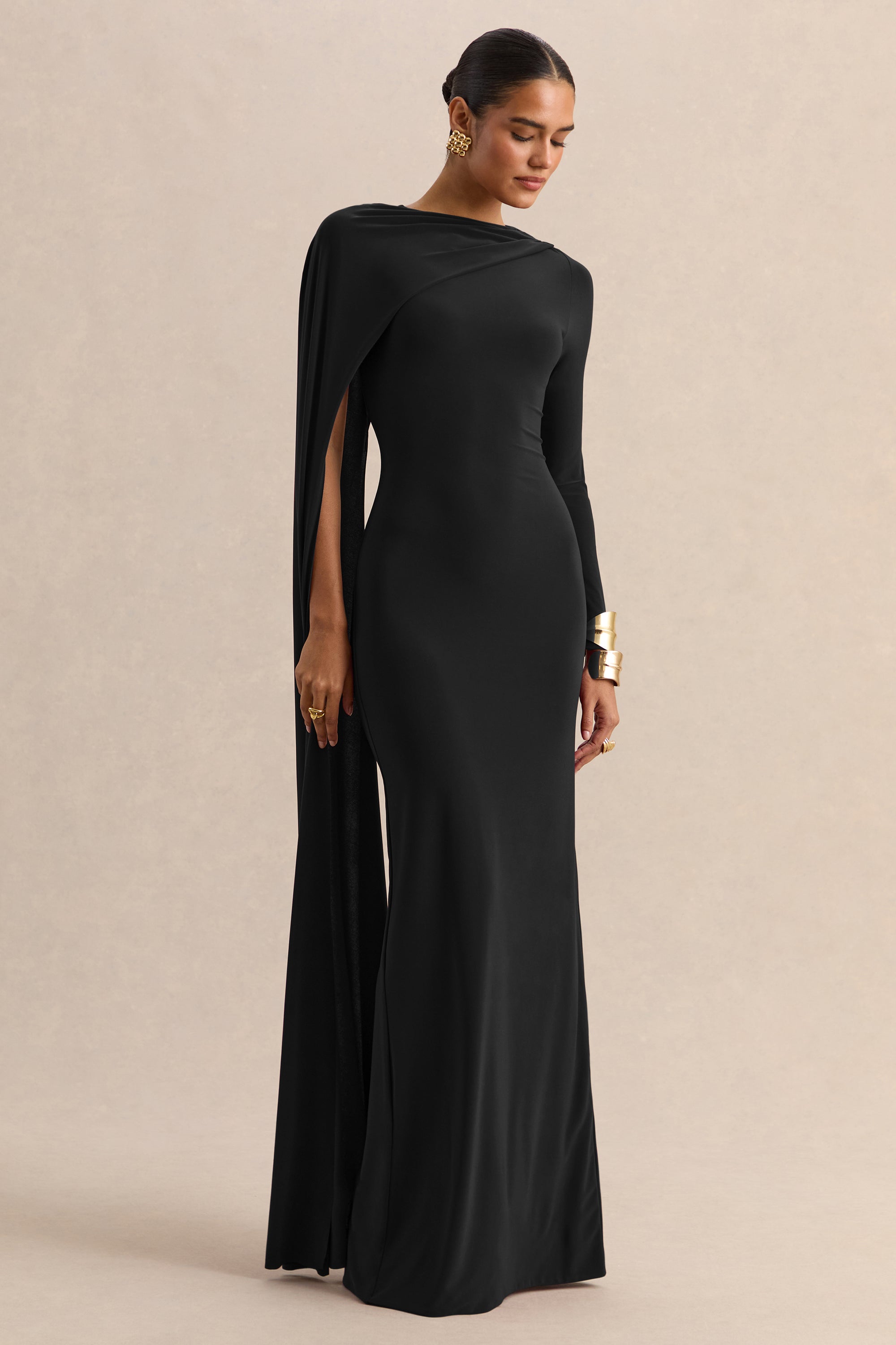 ECM_HR_CL137676001 - Halina - Black High-Neck Maxi Dress With Cape-Sleeve 02.jpg