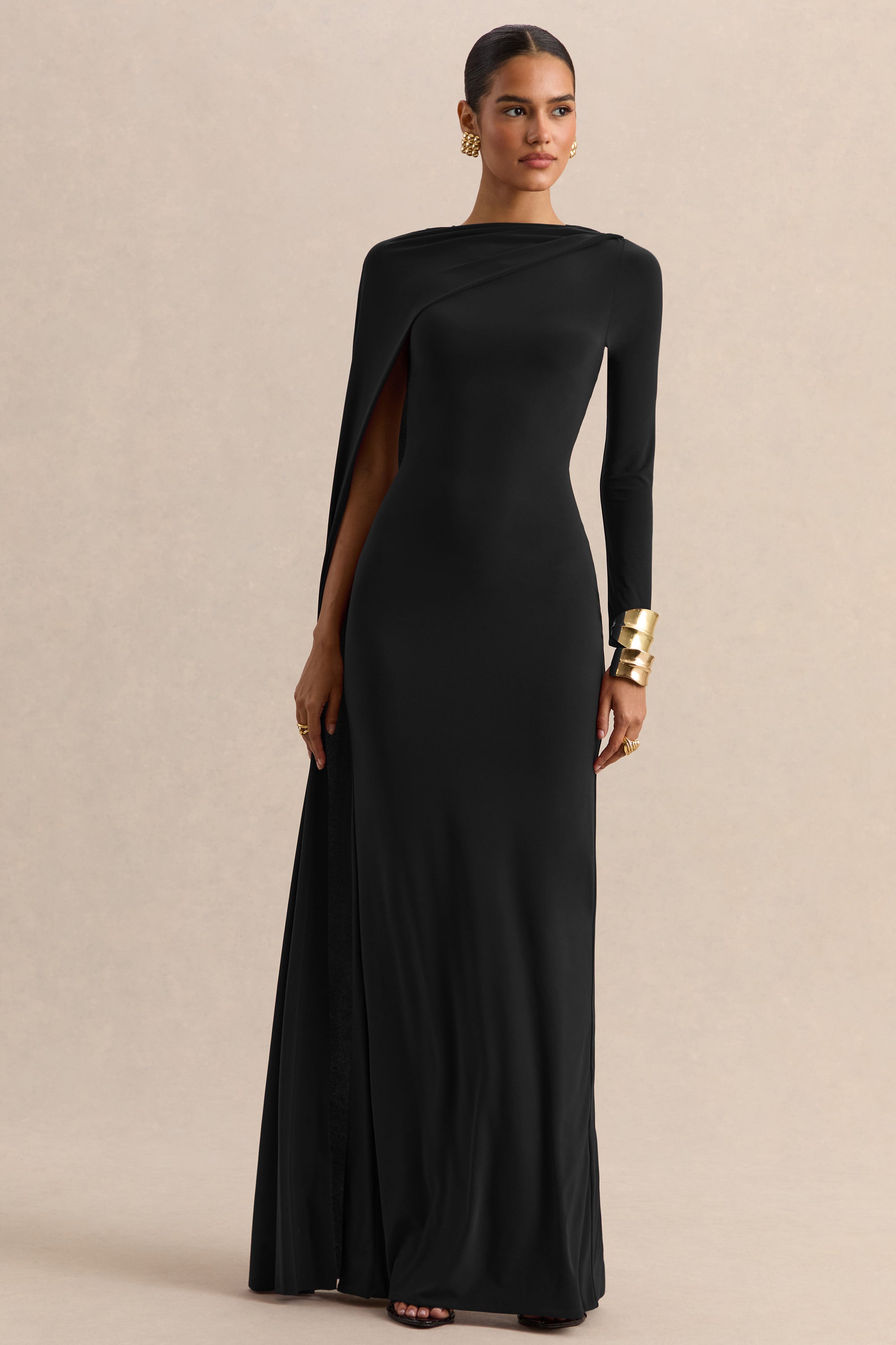 ECM_HR_CL137676001 - Halina - Black High-Neck Maxi Dress With Cape-Sleeve 03.jpg
