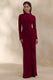ECM_HR_CL137677101 - Karessa | Berry High-Neck Maxi Dress With Gathered Detailing And Front-High Split 2.jpg
