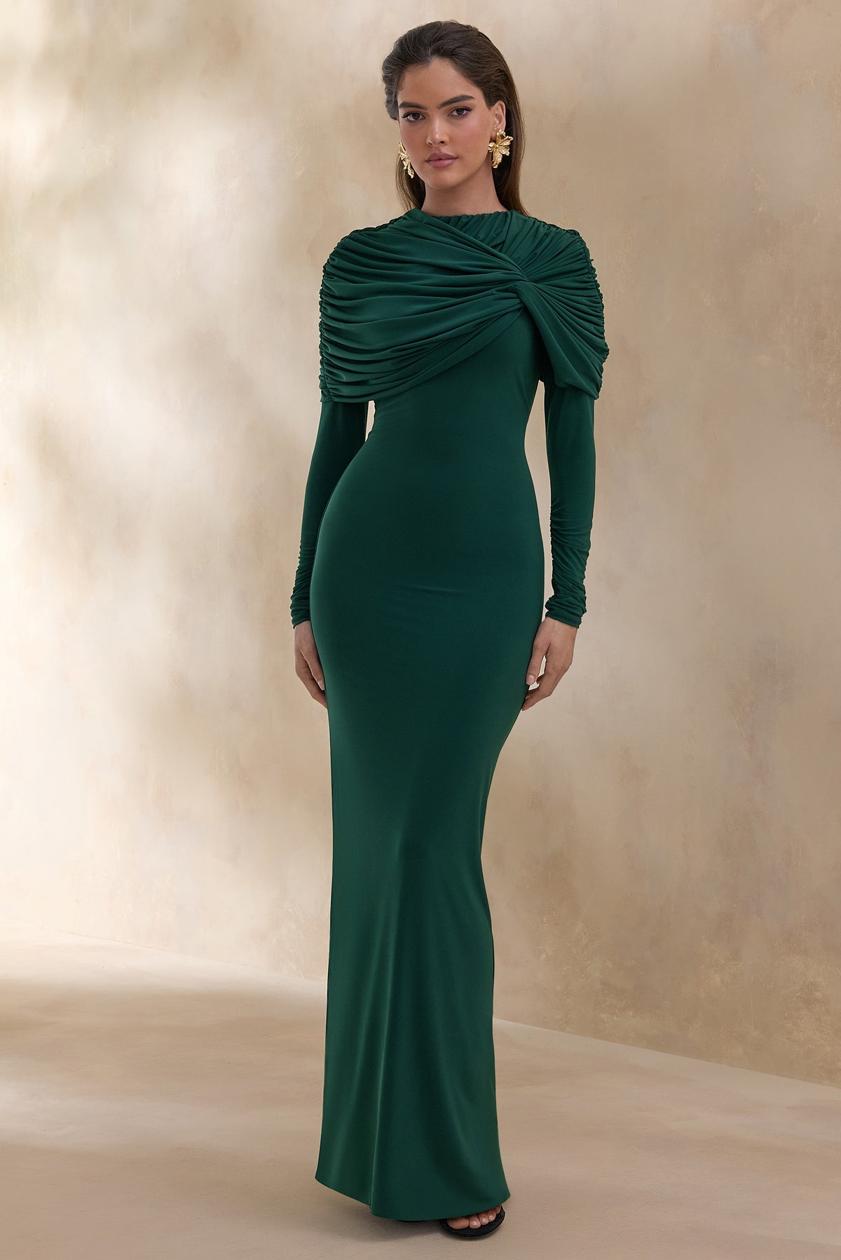ECM_HR_CL137698038 Evessa _ Dark Green High-Neck Maxi Dress With Gathered-Detailing 3 (1).jpg