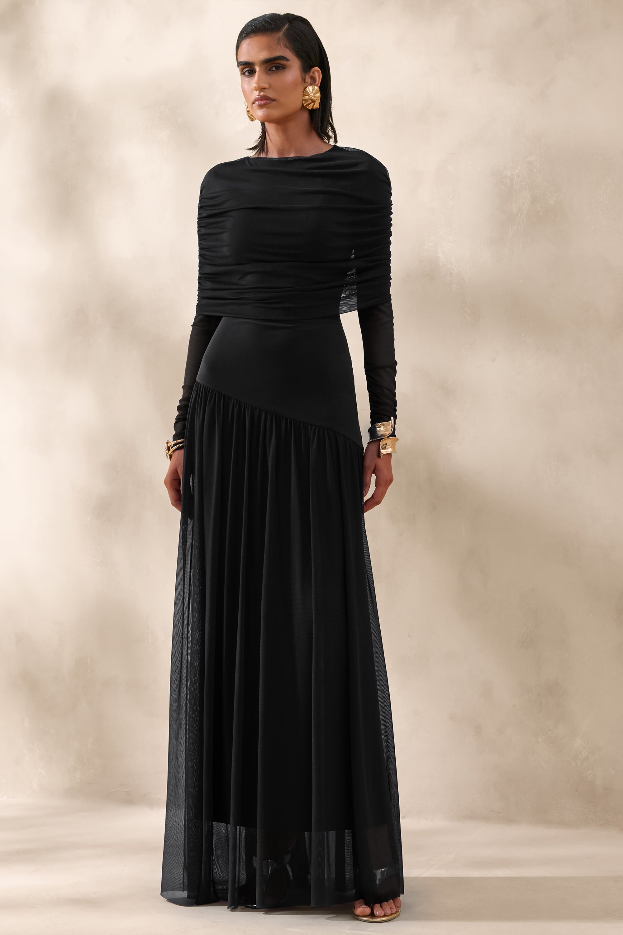 ECM_HR_CL137706001---Enalia-_-Black-Mesh-High-Neck-Maxi-Dress-With-Short-Cape-0.jpg