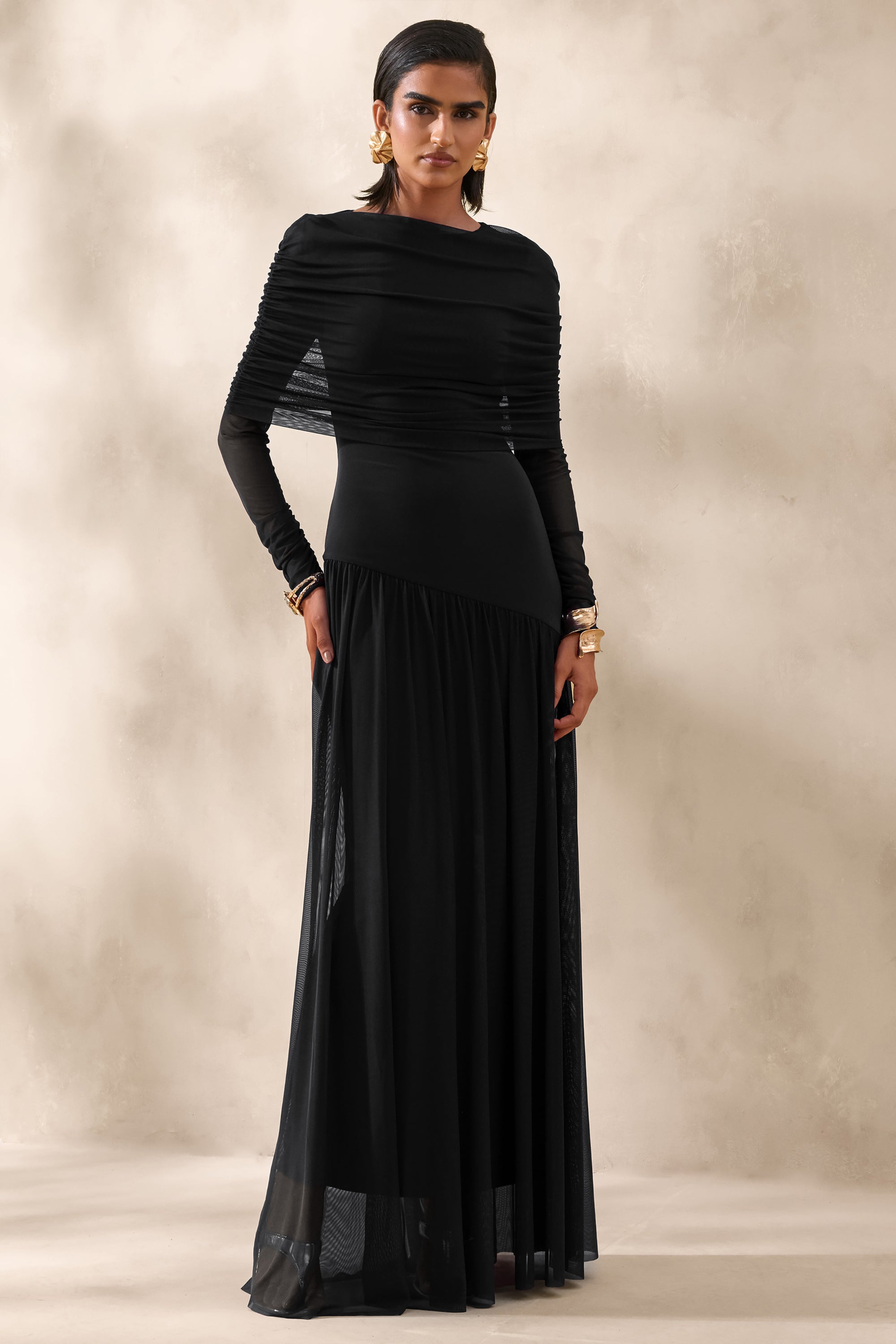 ECM_HR_CL137706001---Enalia-_-Black-Mesh-High-Neck-Maxi-Dress-With-Short-Cape-3.jpg