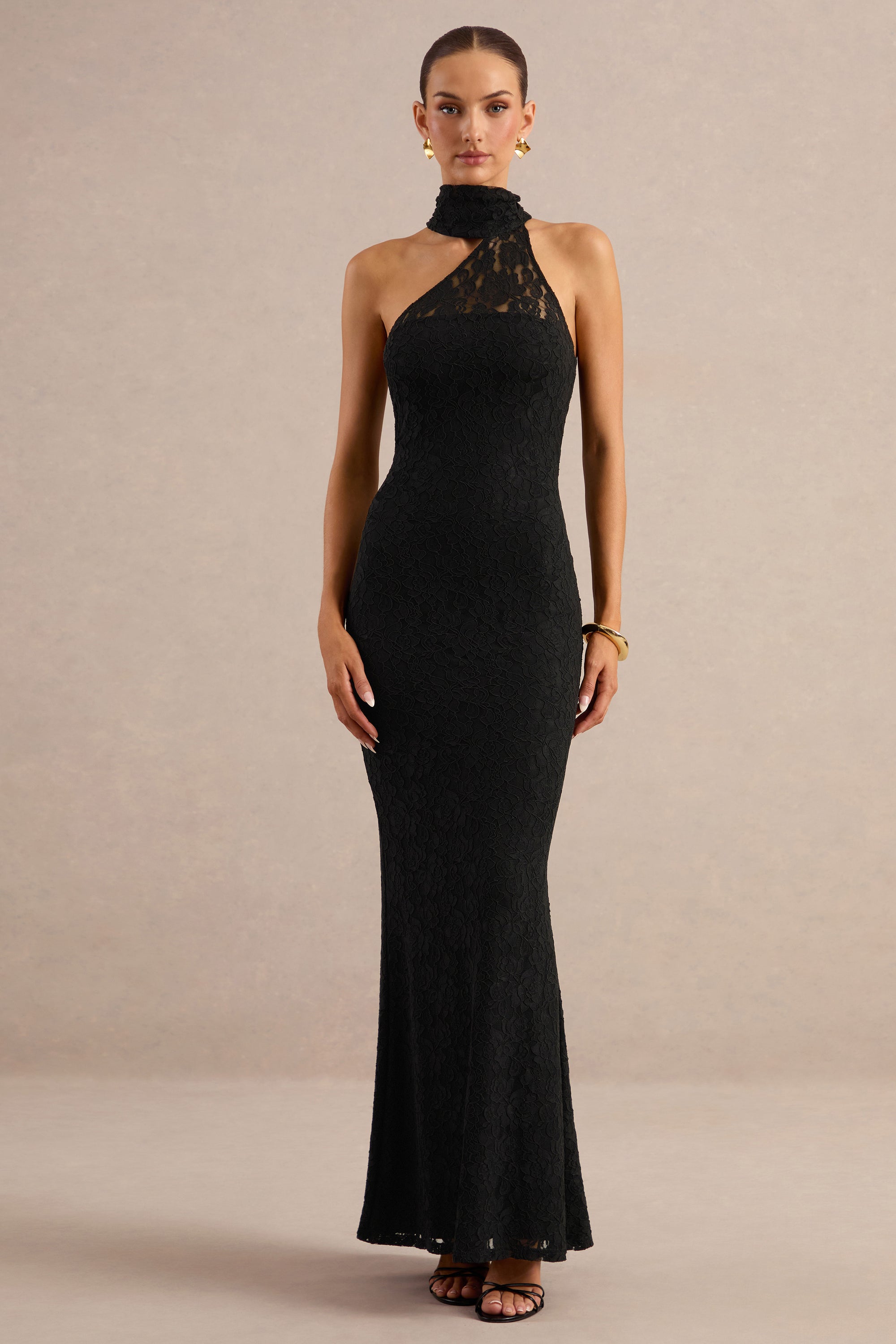 ECM_HR_CL137711001 - Almaria | Black Lace Asymmetric-Neck Maxi Dress With Collar-Detail 0.jpg